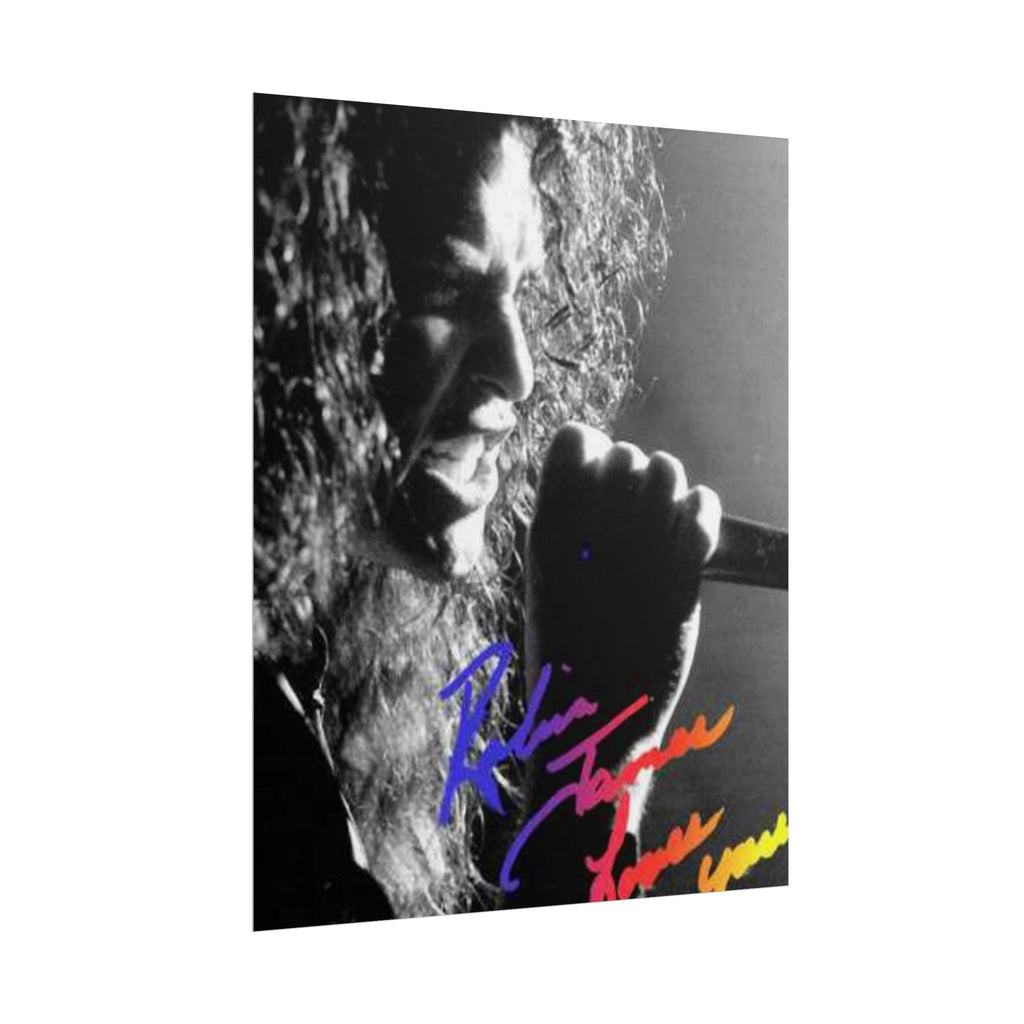 Rolled Poster — Black & White Singer Portrait with Color Script