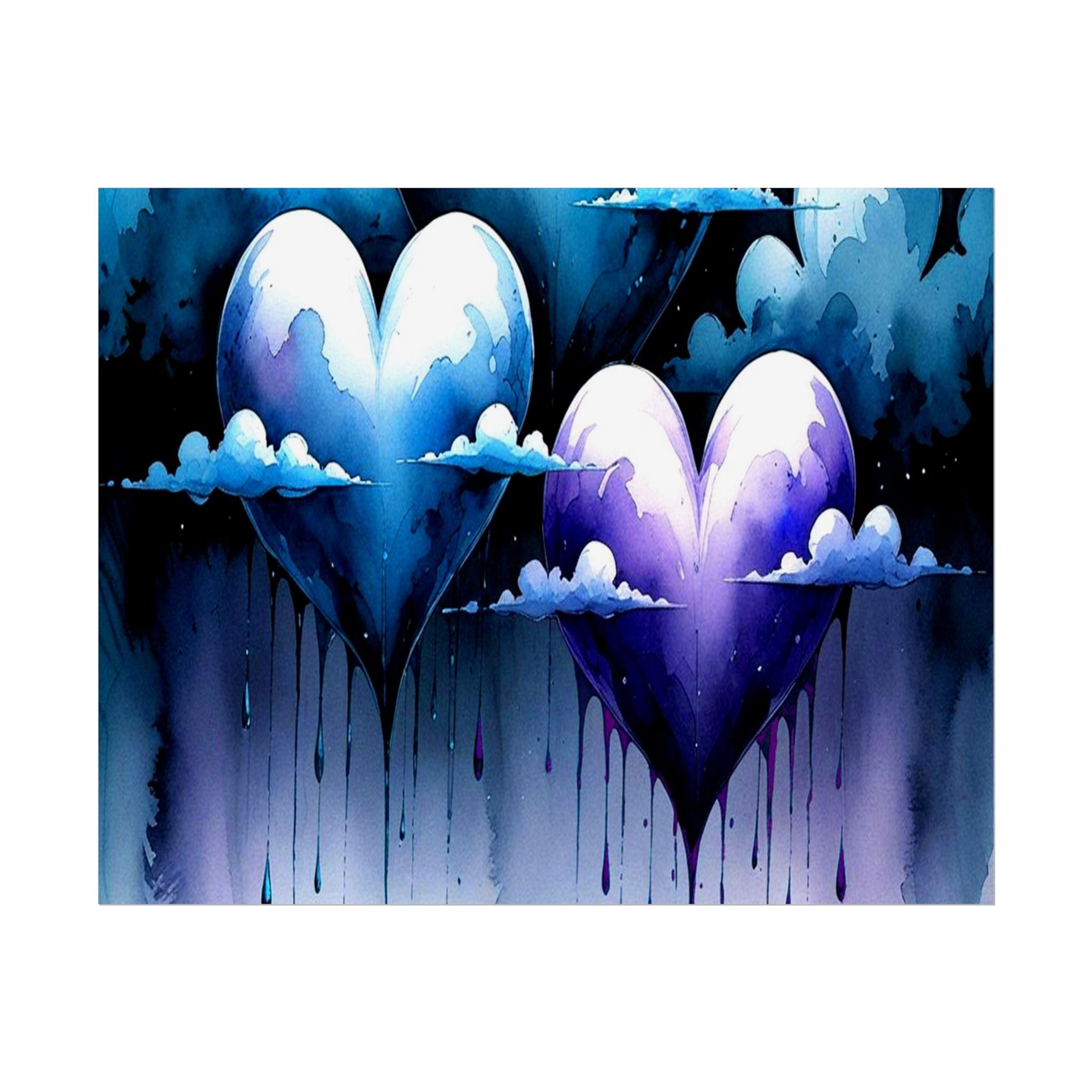 Hearts Crying "Love Dies" Rolled Poster — Moody Romantic Wall Art