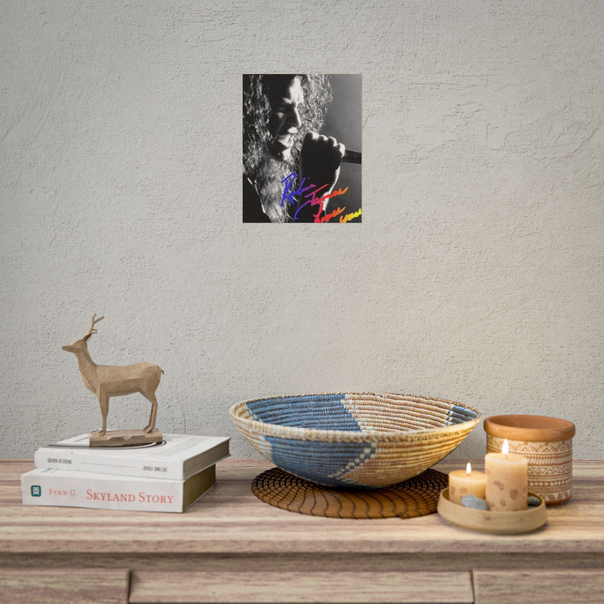 Rolled Poster — Black & White Singer Portrait with Color Script