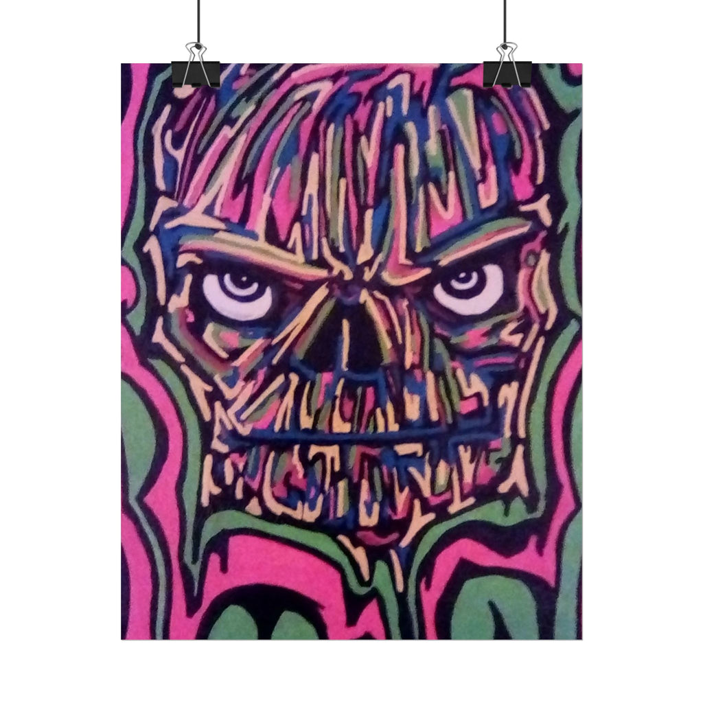 Rolled Poster — Neon Skull Street Art Print