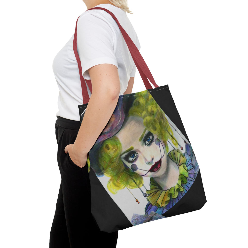 Clown Portrait Tote Bag — Colorful Watercolor Jester AOP Tote