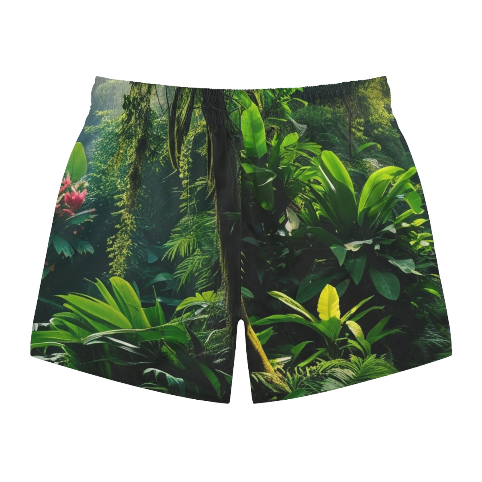 Tropical Jungle Swim Trunks — All-Over Print Beach Shorts