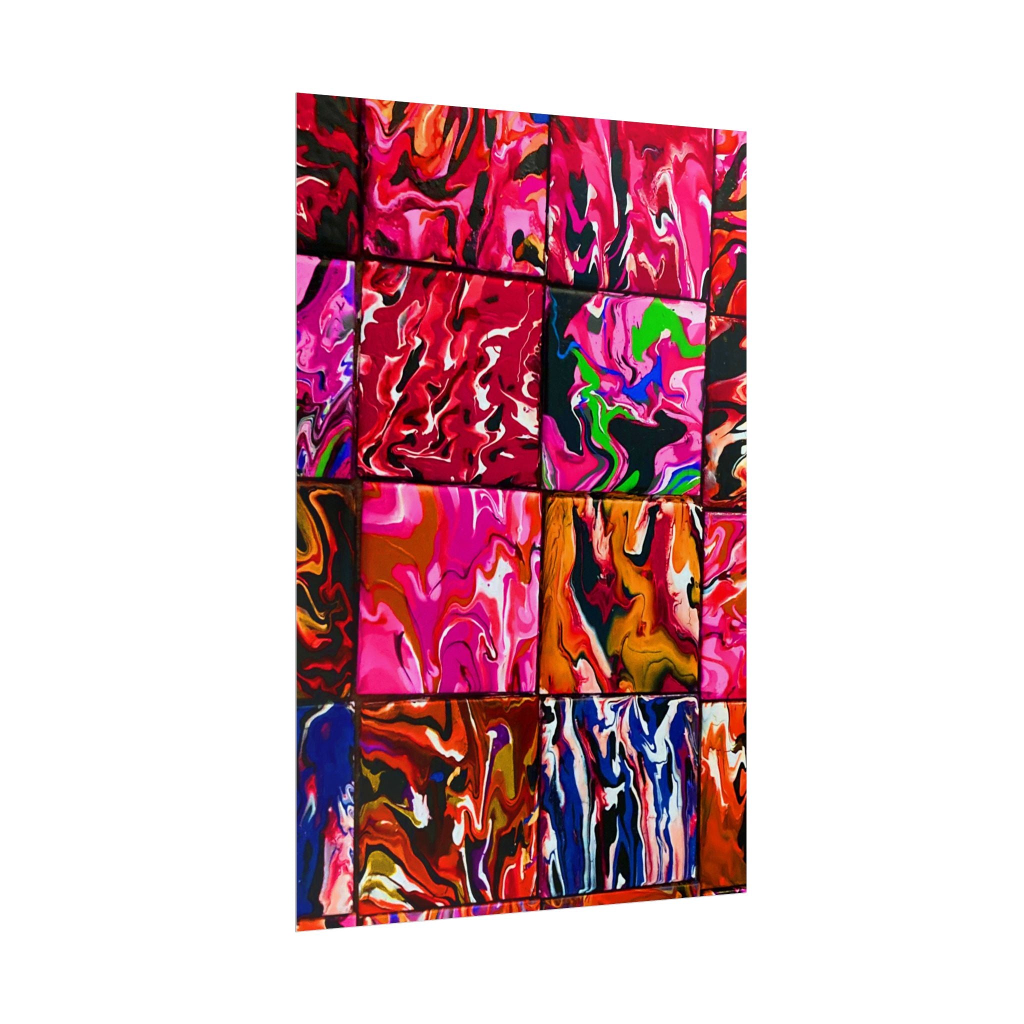 Abstract Marble Grid Rolled Poster — Vibrant Colorful Wall Art=Design by S.S,