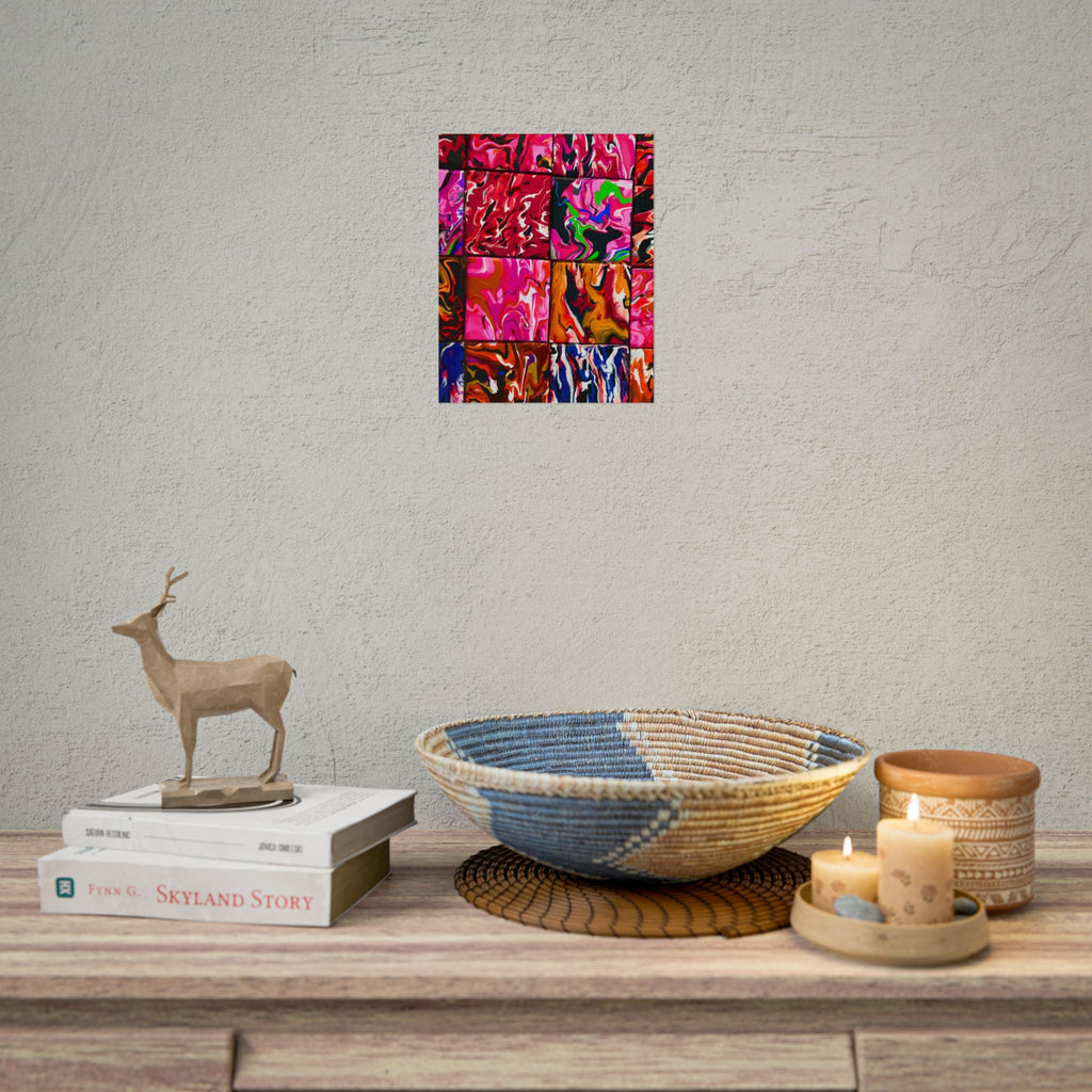 Abstract Marble Grid Rolled Poster — Vibrant Colorful Wall Art=Design by S.S,