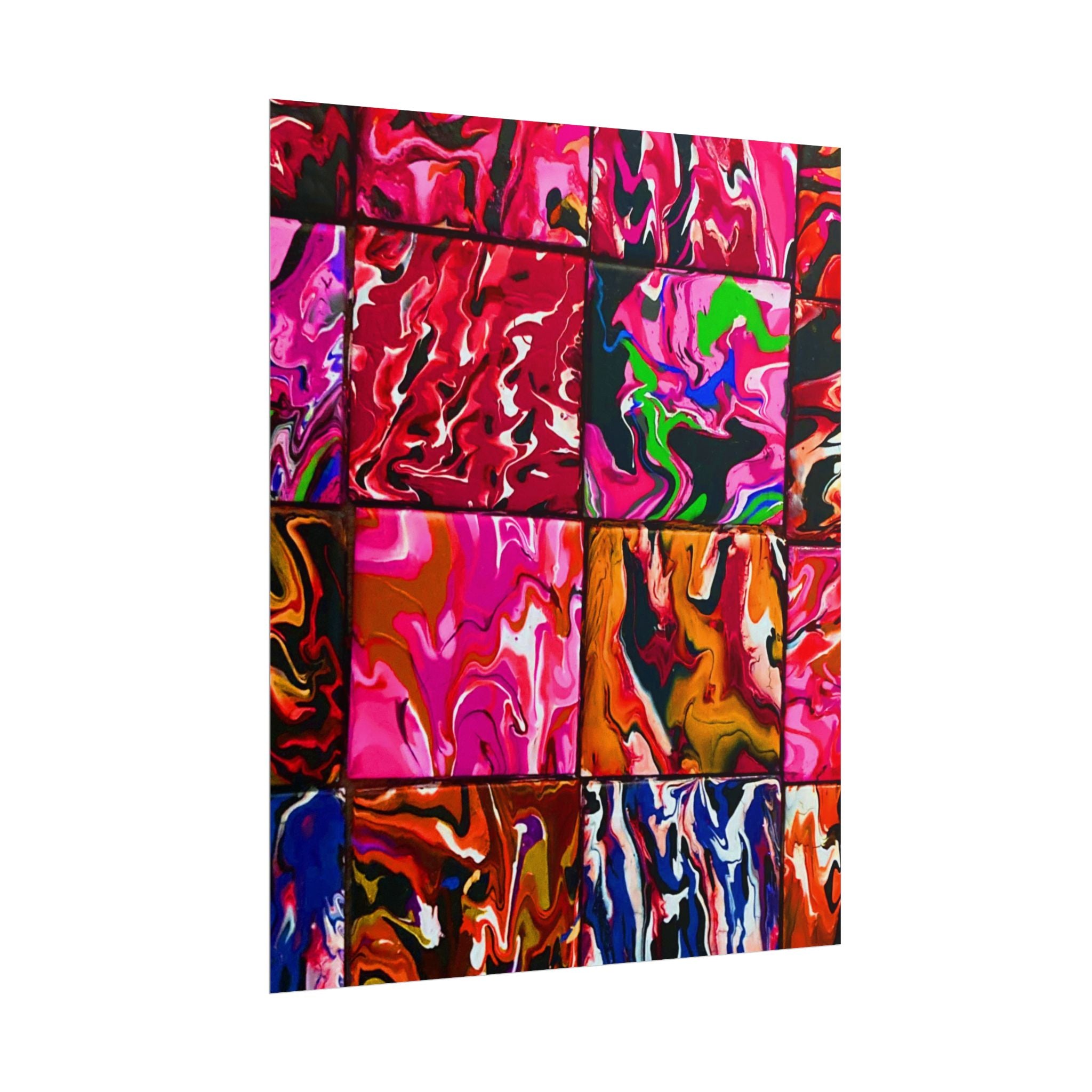 Abstract Marble Grid Rolled Poster — Vibrant Colorful Wall Art=Design by S.S,