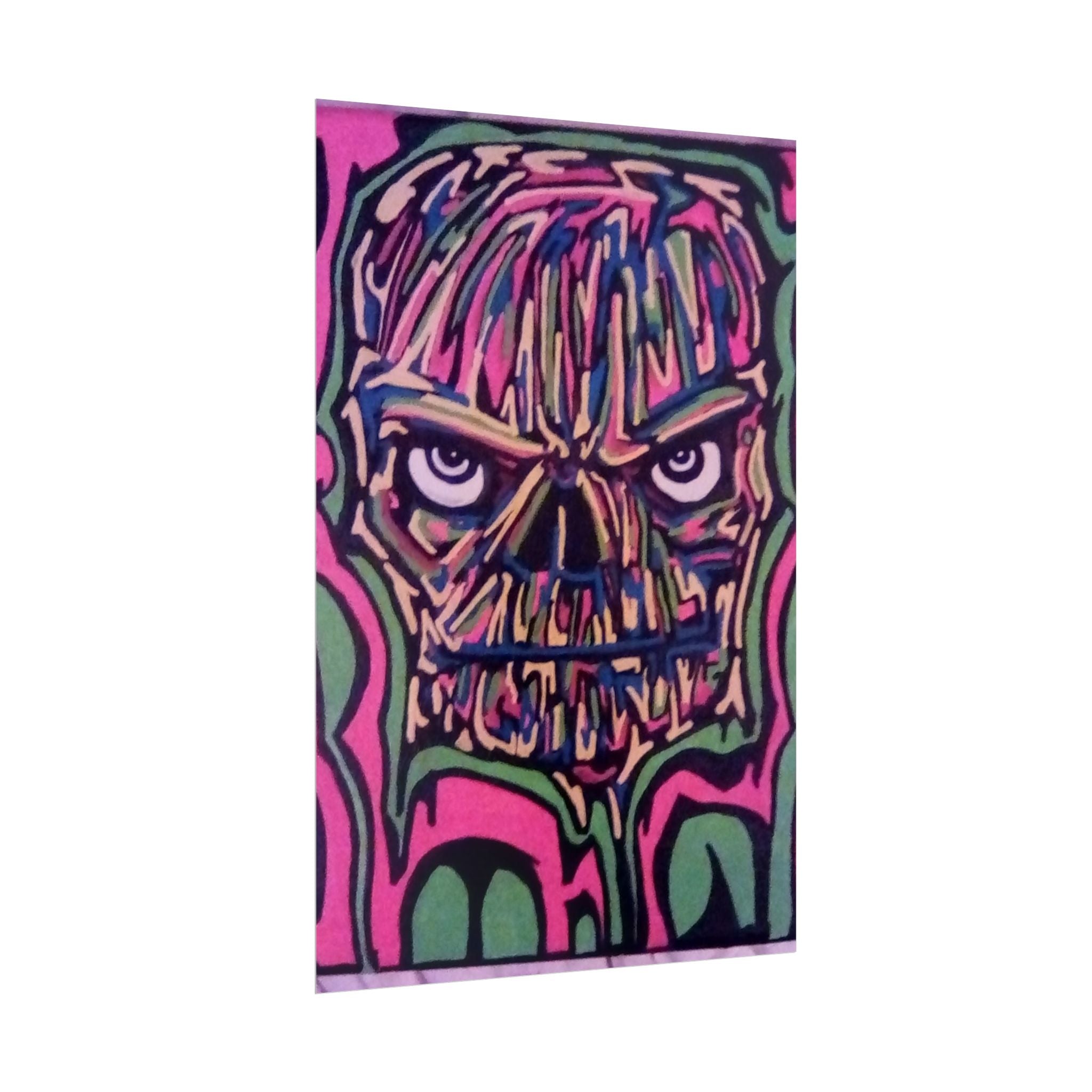 Rolled Poster — Neon Skull Street Art Print