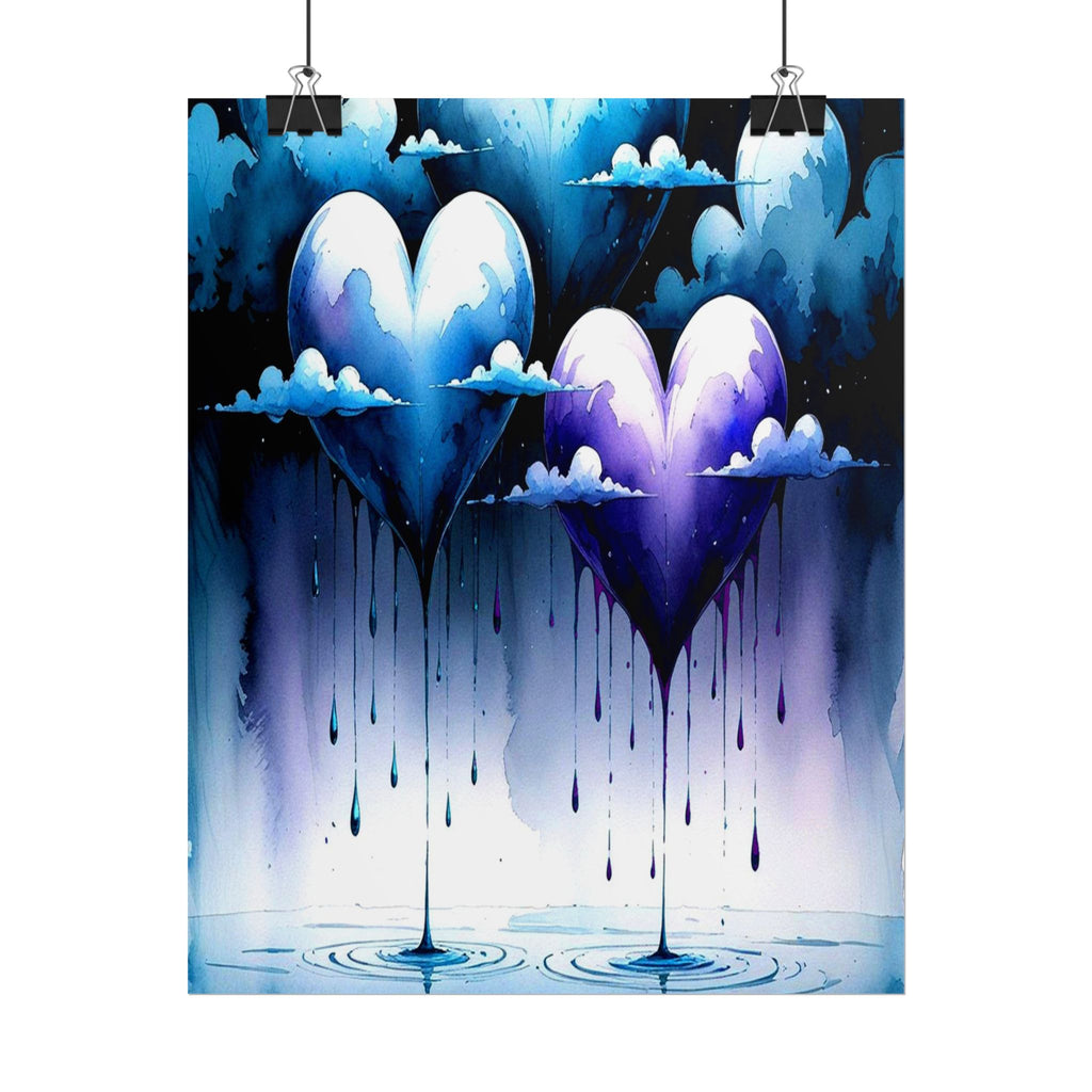 Hearts Crying "Love Dies" Rolled Poster — Moody Romantic Wall Art