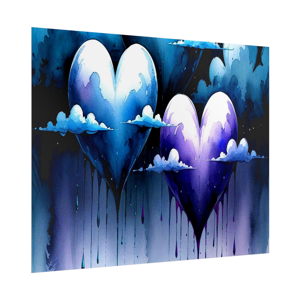 Hearts Crying "Love Dies" Rolled Poster — Moody Romantic Wall Art