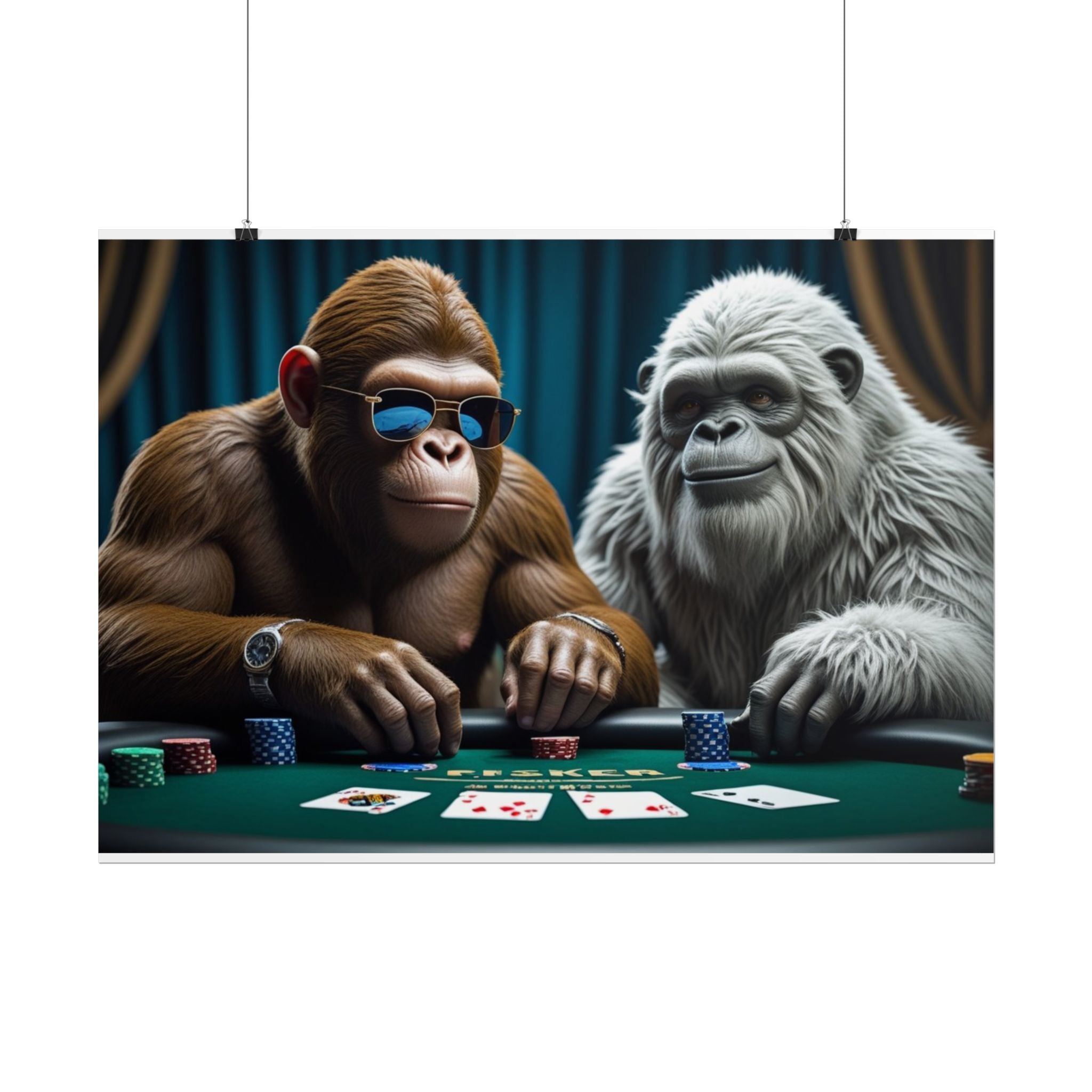 Big Foot and Yeti Playing for Keeps Rolled Poster