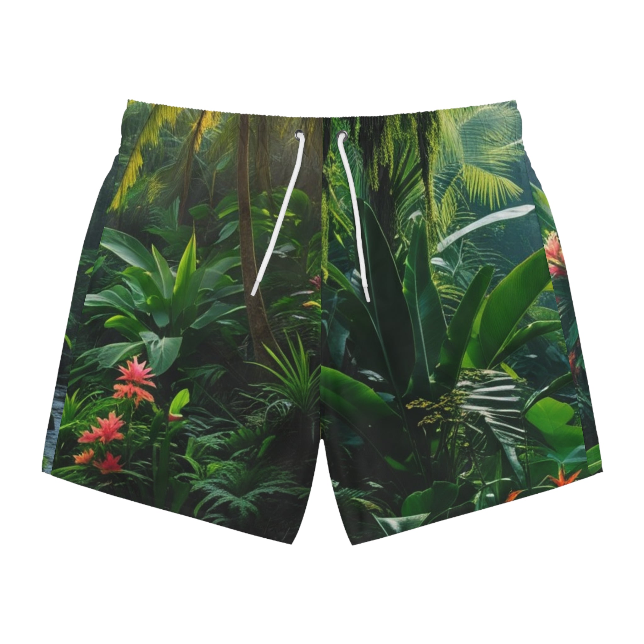 Tropical Jungle Swim Trunks — All-Over Print Beach Shorts