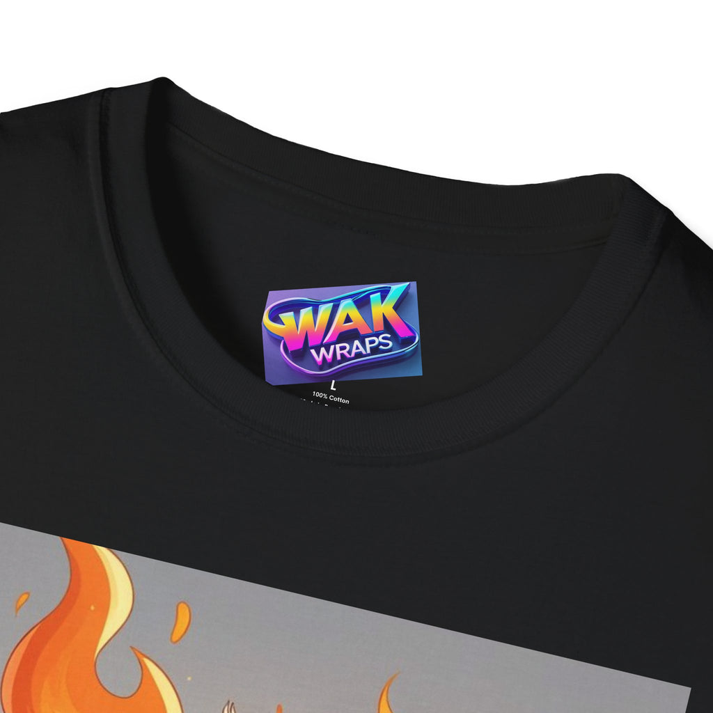 Hot Baby Chick on Fire Hugs Pussycat Graphic T-Shirt