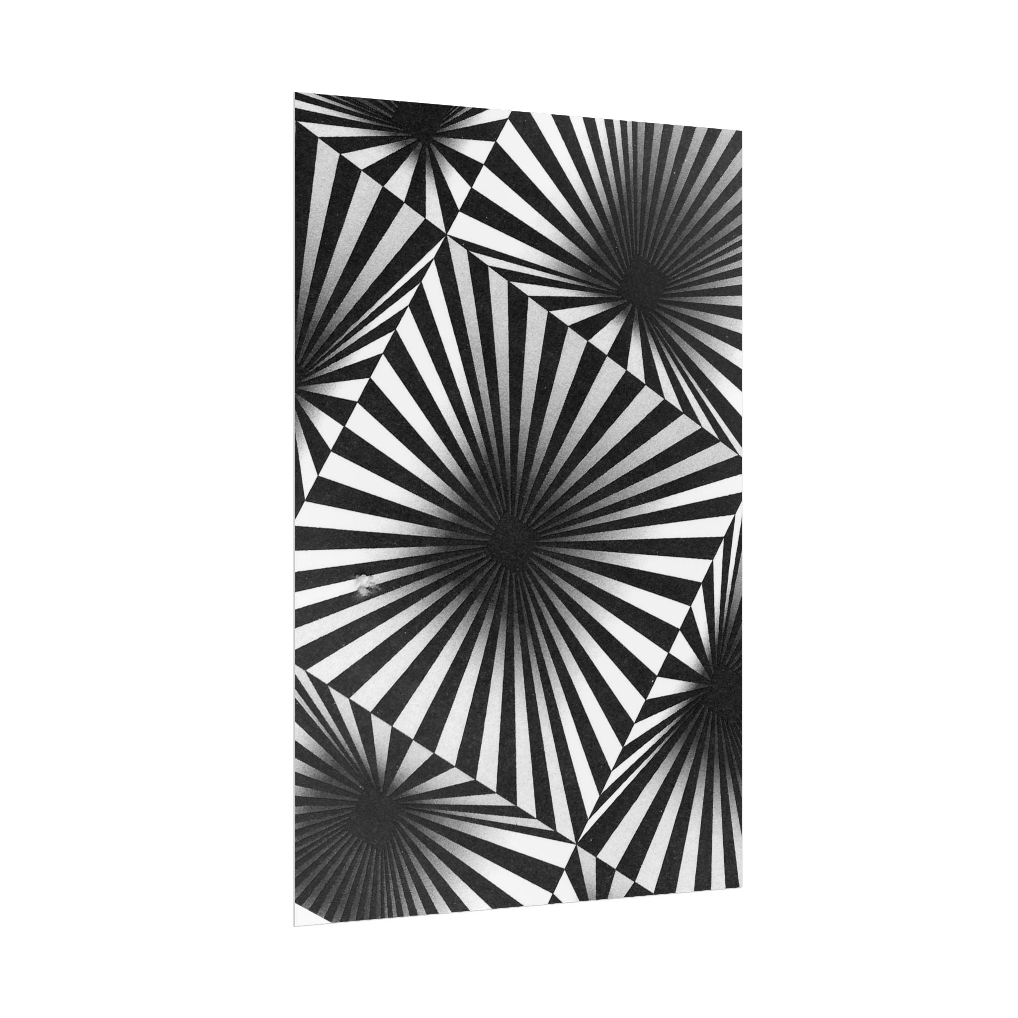 Optical Illusion Poster — Black & White Radial Geometric Wall Art (Rolled Poster)
