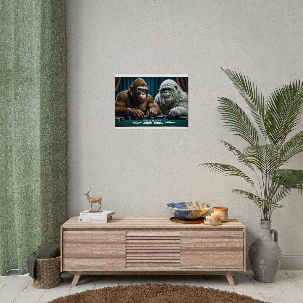 Big Foot and Yeti Playing for Keeps Rolled Poster