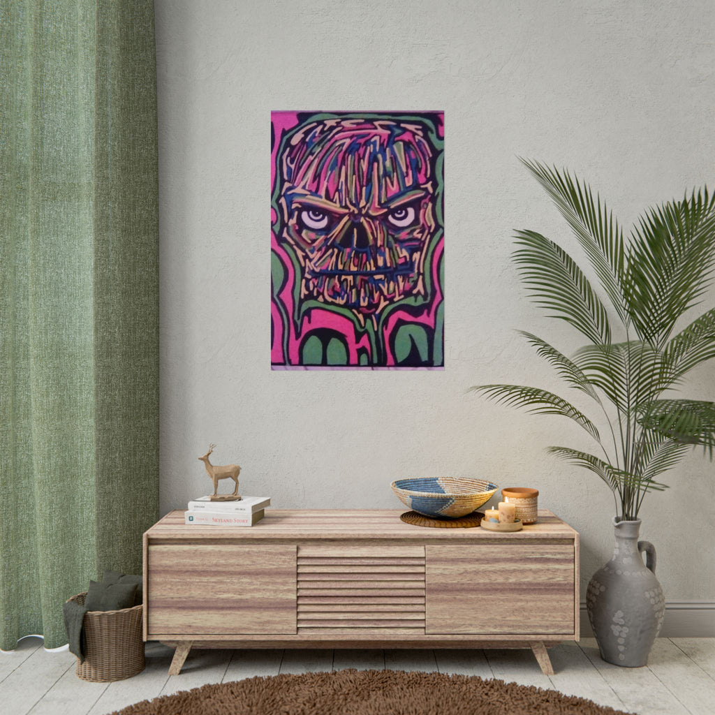 Rolled Poster — Neon Skull Street Art Print