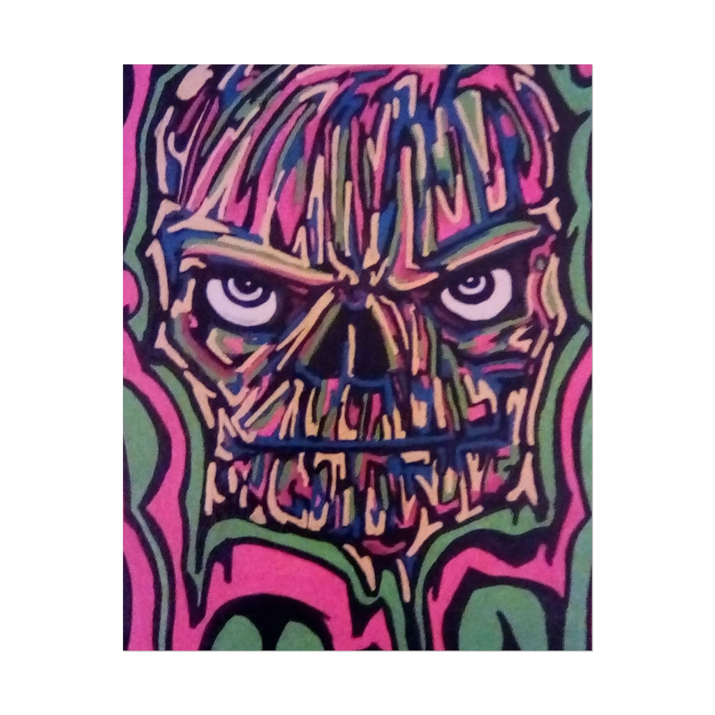 Rolled Poster — Neon Skull Street Art Print