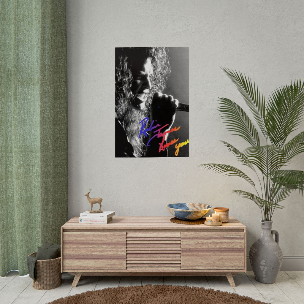 Rolled Poster — Black & White Singer Portrait with Color Script