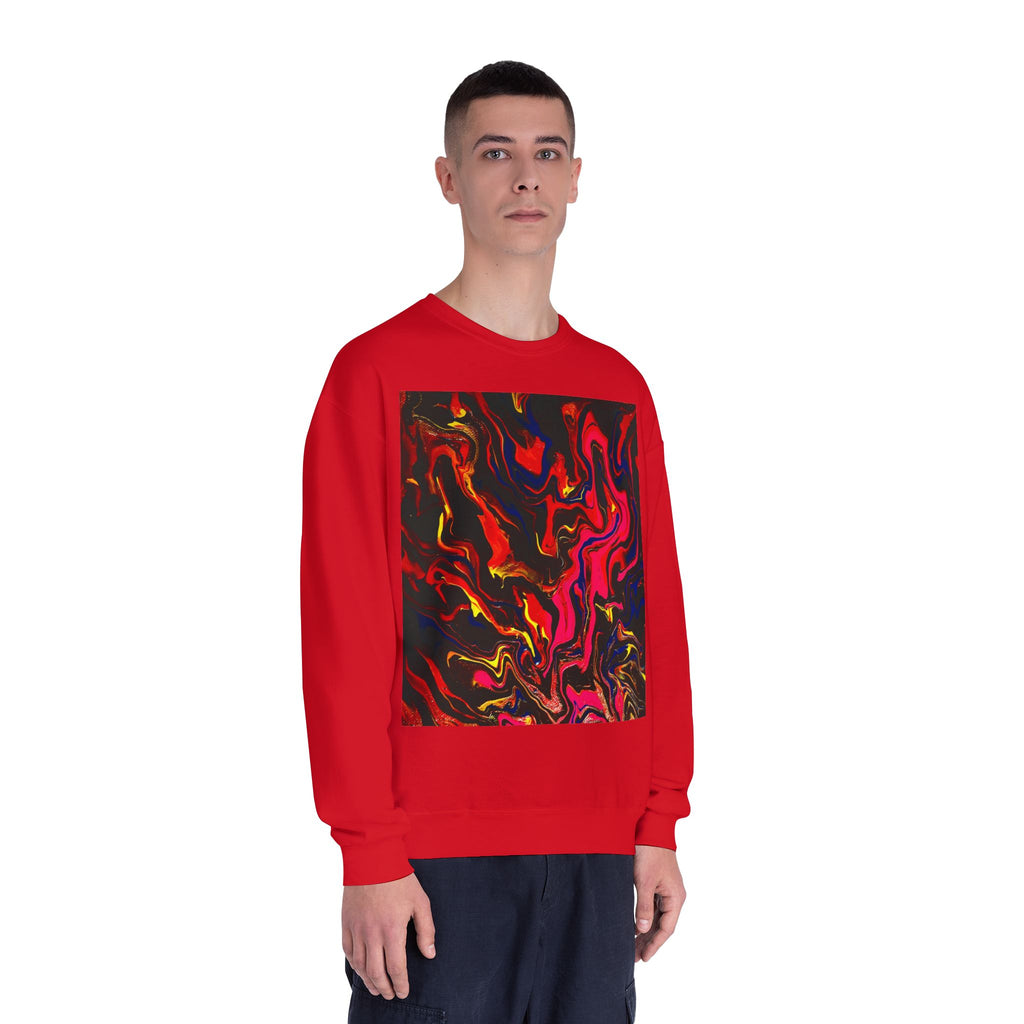 Crewneck Sweatshirt — Abstract Red & Gold Swirl Art Prin.t another S,S, Original
