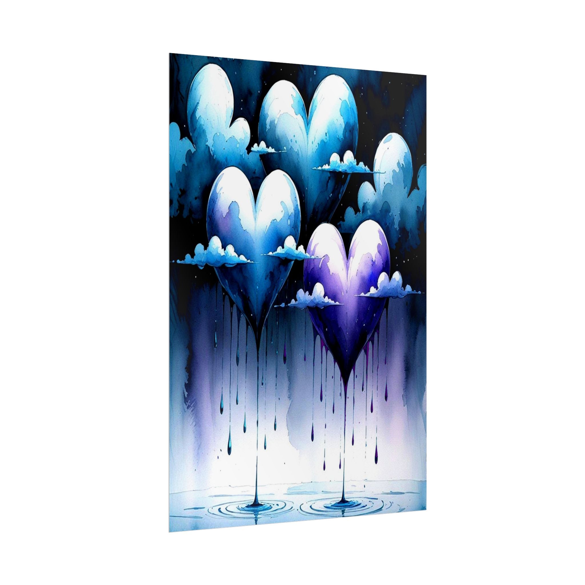 Hearts Crying "Love Dies" Rolled Poster — Moody Romantic Wall Art