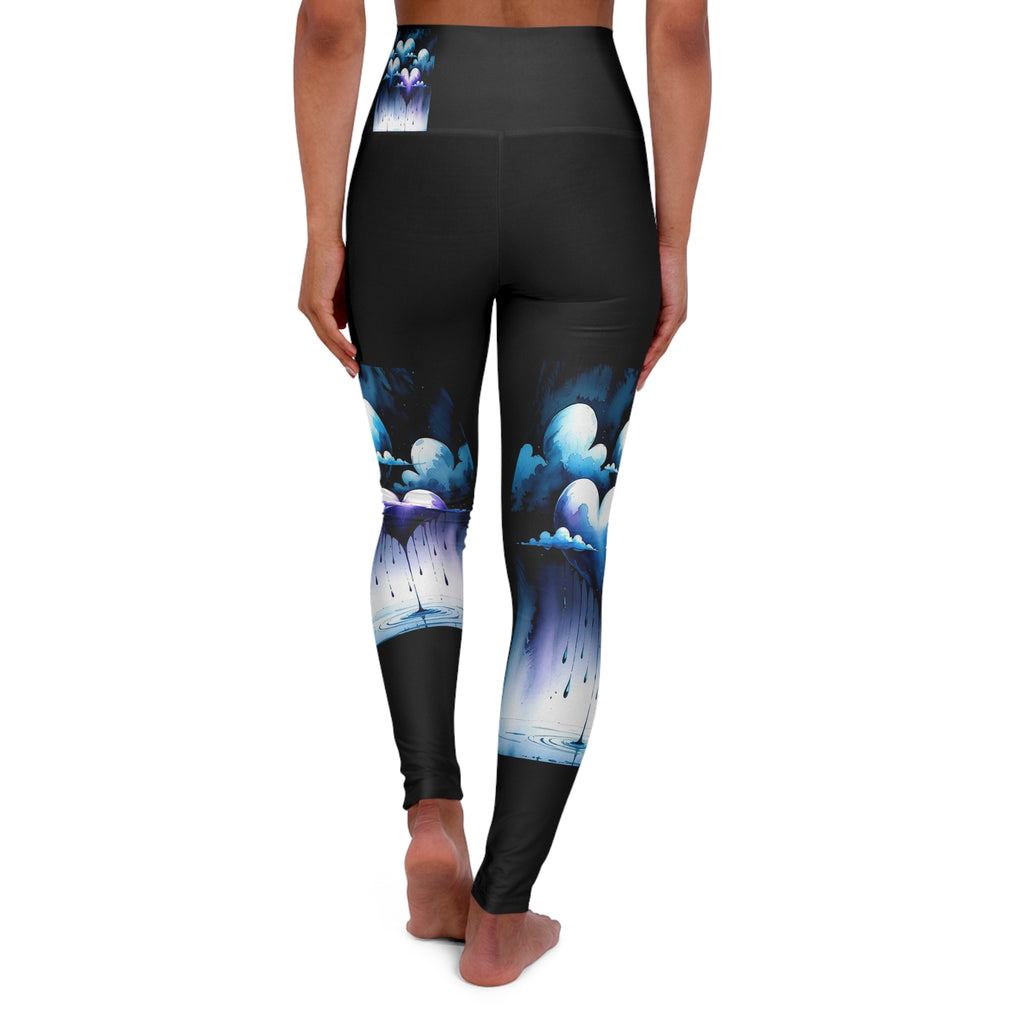 Heart Clouds Crying Love Dies High-Waist Yoga Leggings