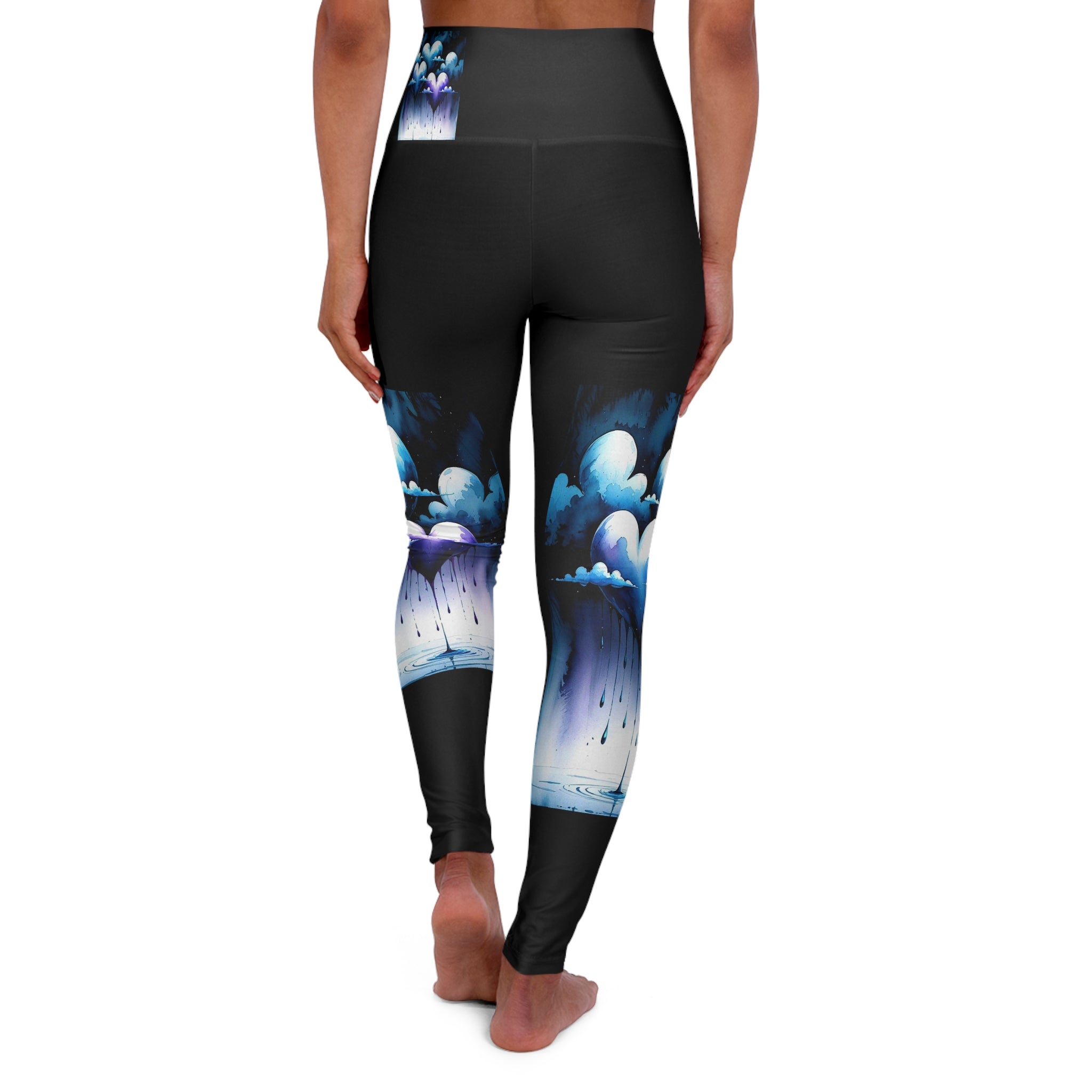 Heart Clouds Crying Love Dies High-Waist Yoga Leggings
