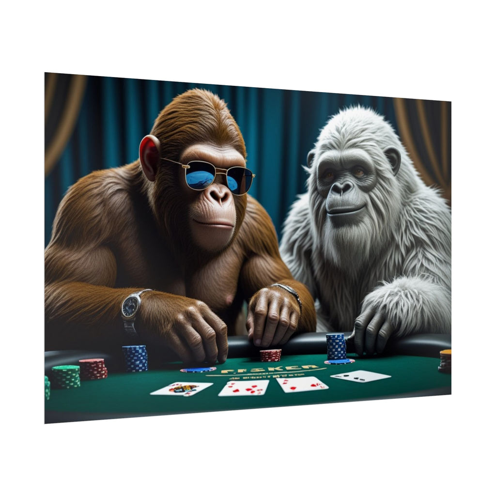 Big Foot and Yeti Playing for Keeps Rolled Poster