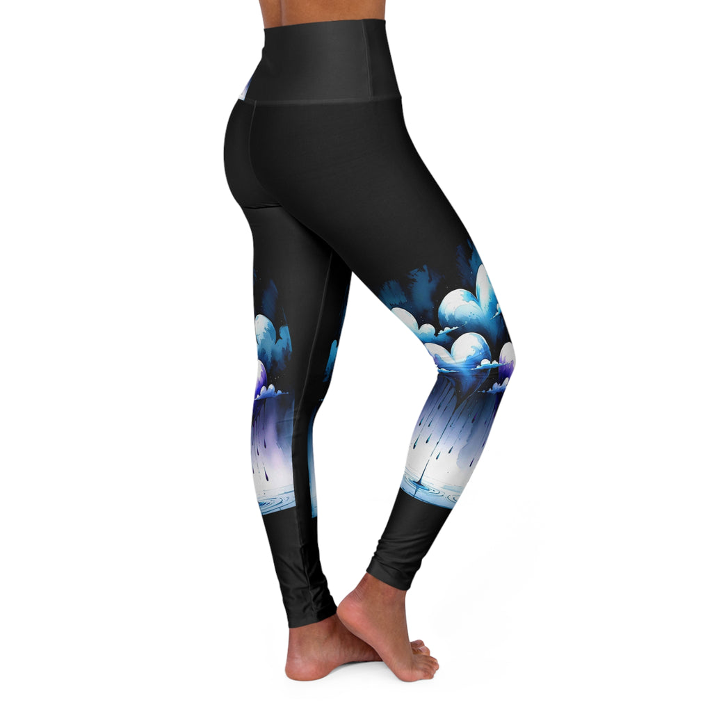 Heart Clouds Crying Love Dies High-Waist Yoga Leggings