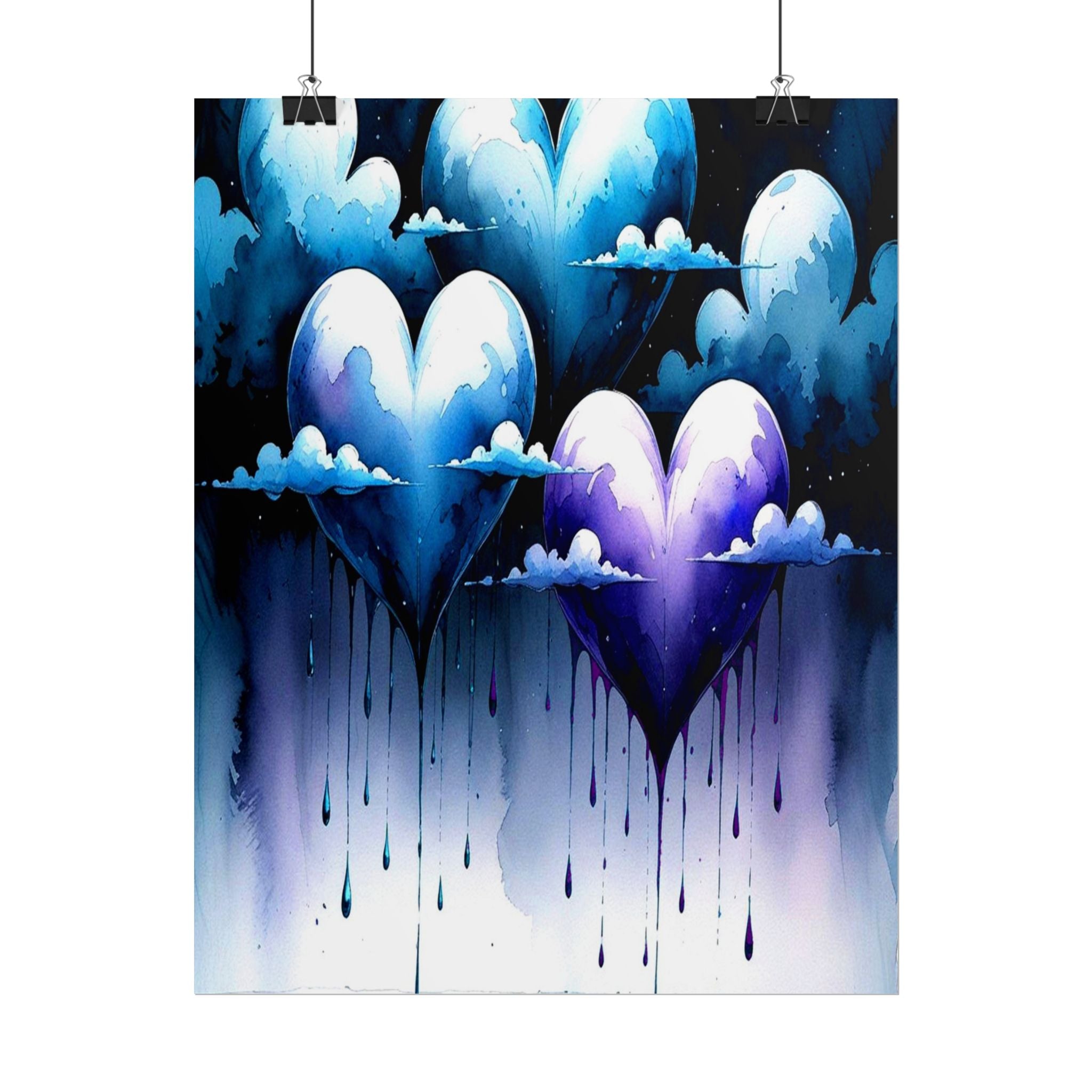 Hearts Crying "Love Dies" Rolled Poster — Moody Romantic Wall Art