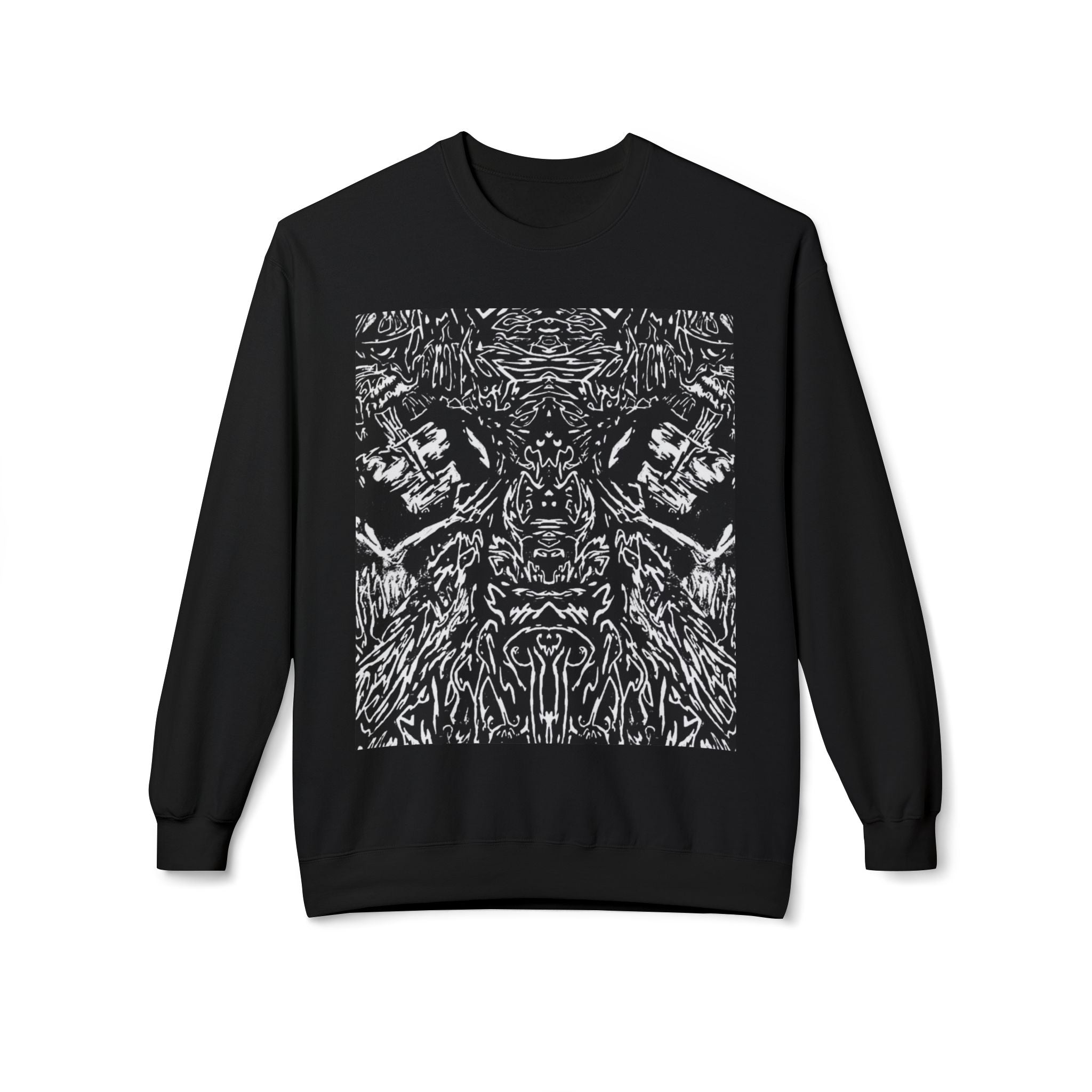 Abstract Black Ink Mirror Crewneck Sweatshirt by Jon John