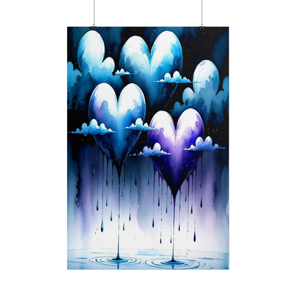 Hearts Crying "Love Dies" Rolled Poster — Moody Romantic Wall Art