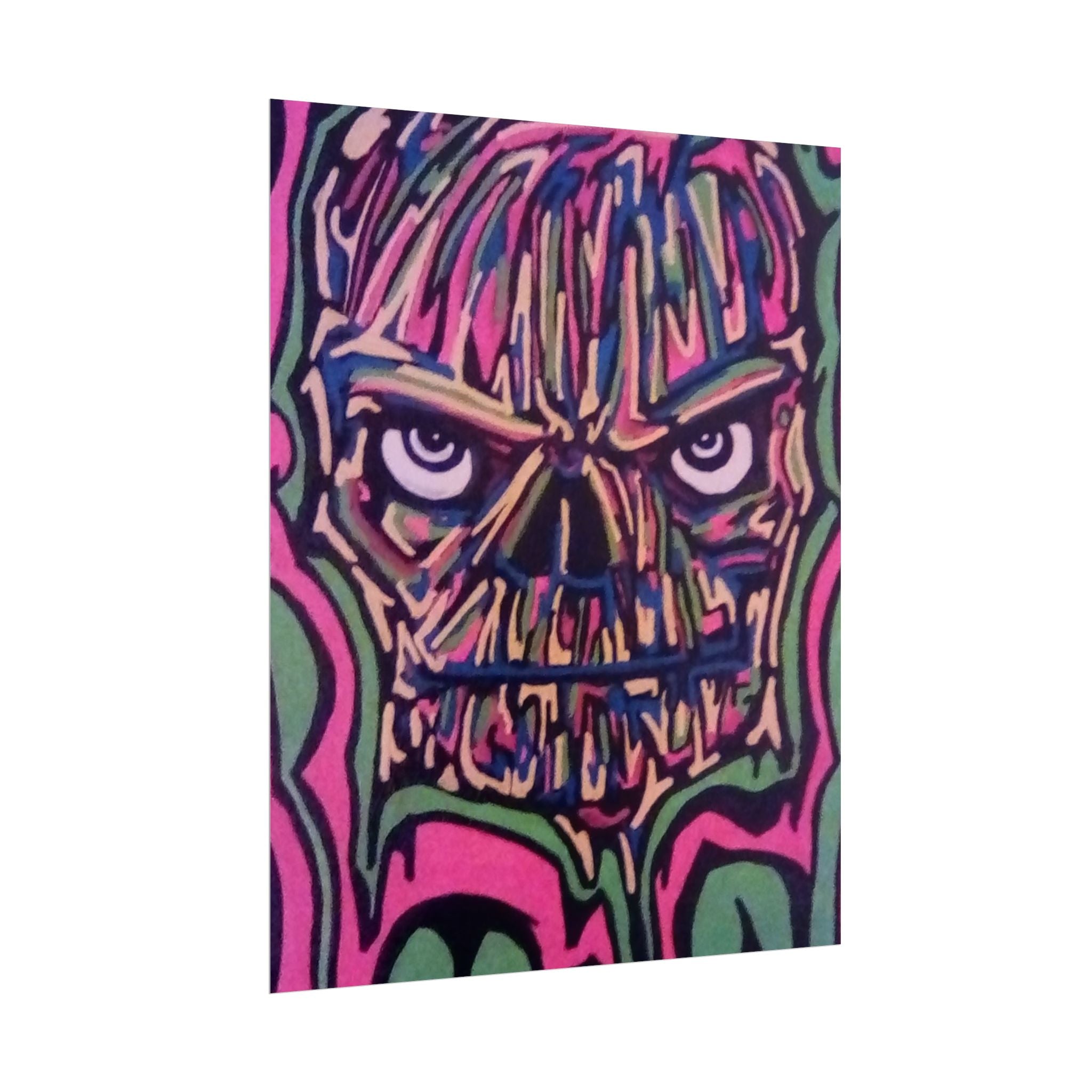 Rolled Poster — Neon Skull Street Art Print