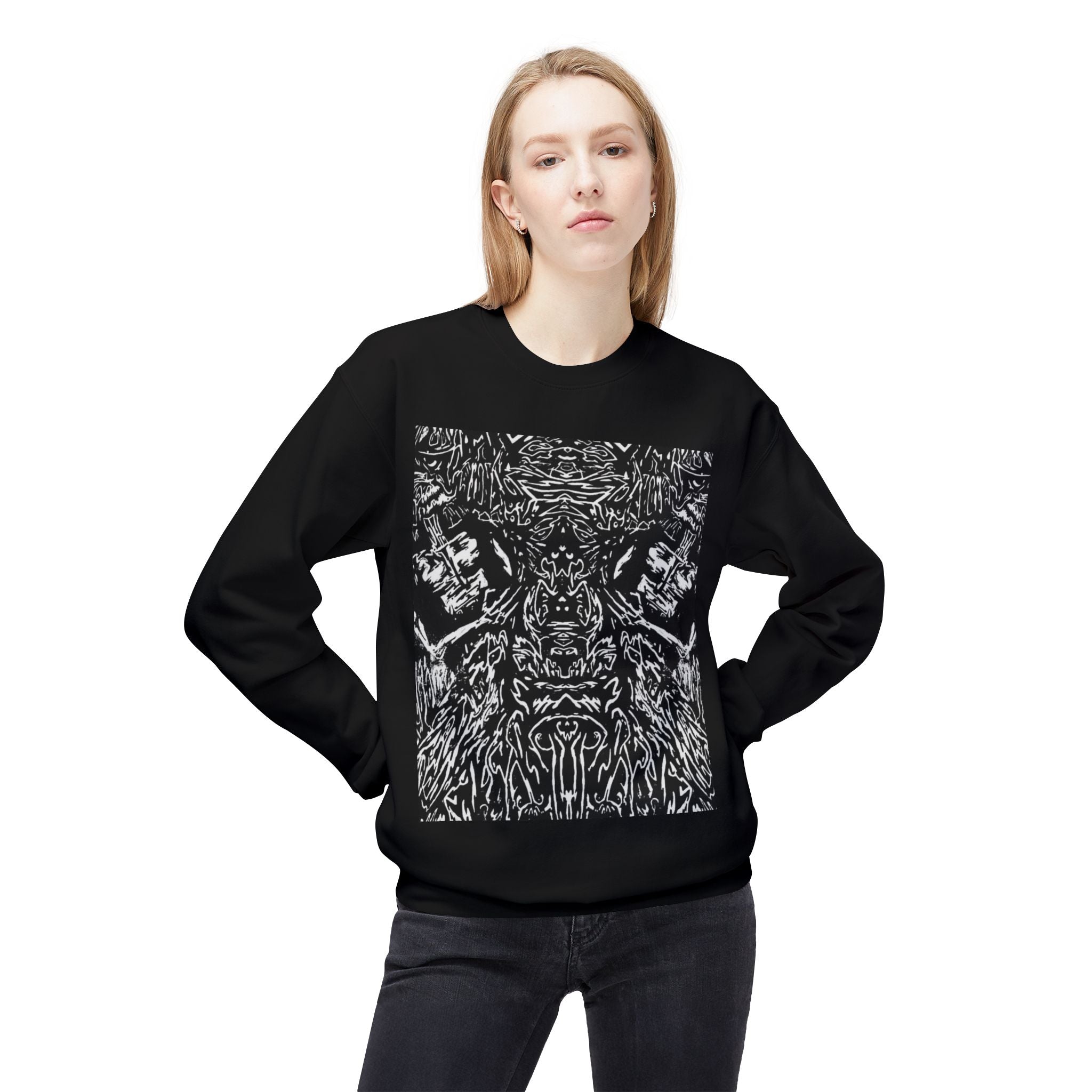 Abstract Black Ink Mirror Crewneck Sweatshirt by Jon John