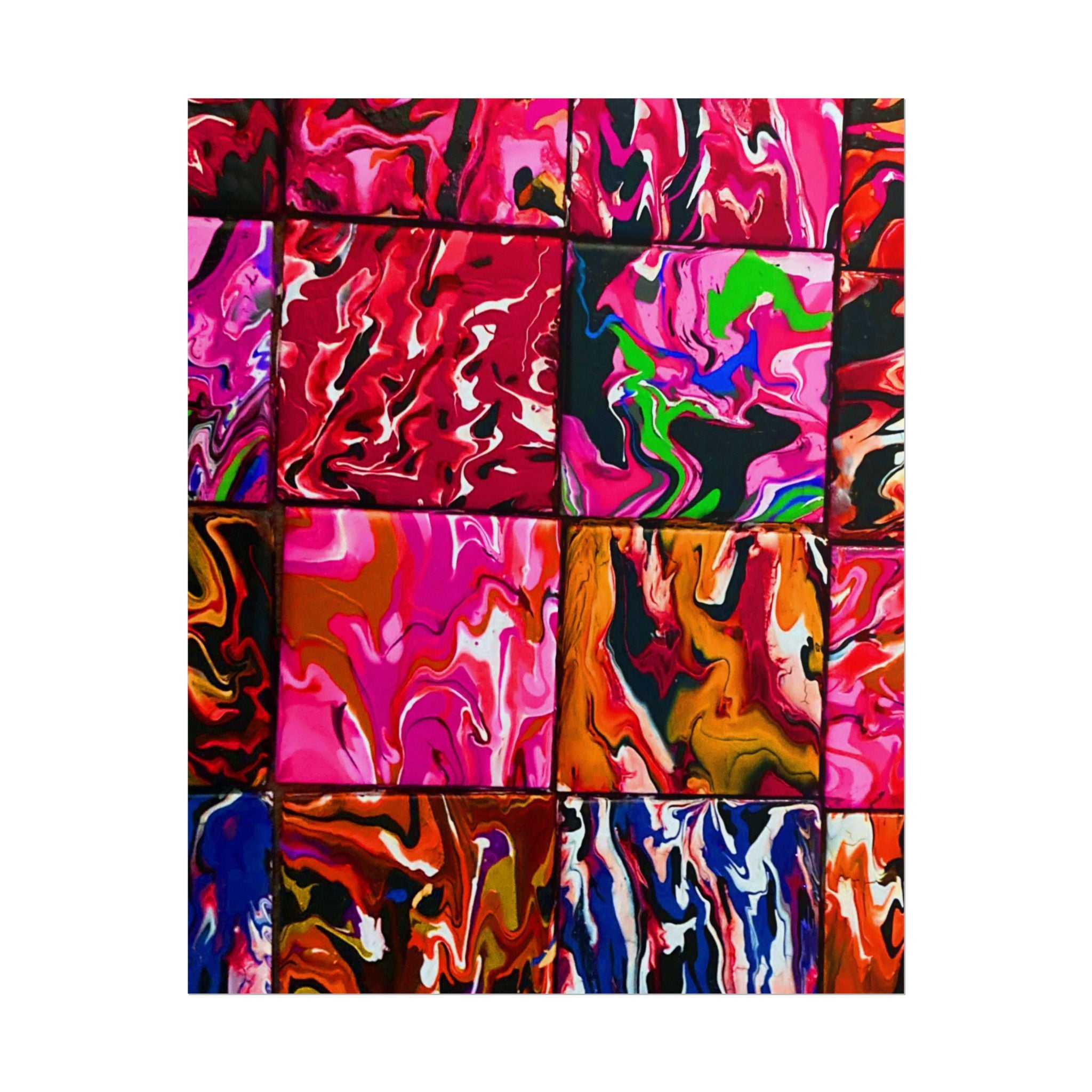 Abstract Marble Grid Rolled Poster — Vibrant Colorful Wall Art=Design by S.S,