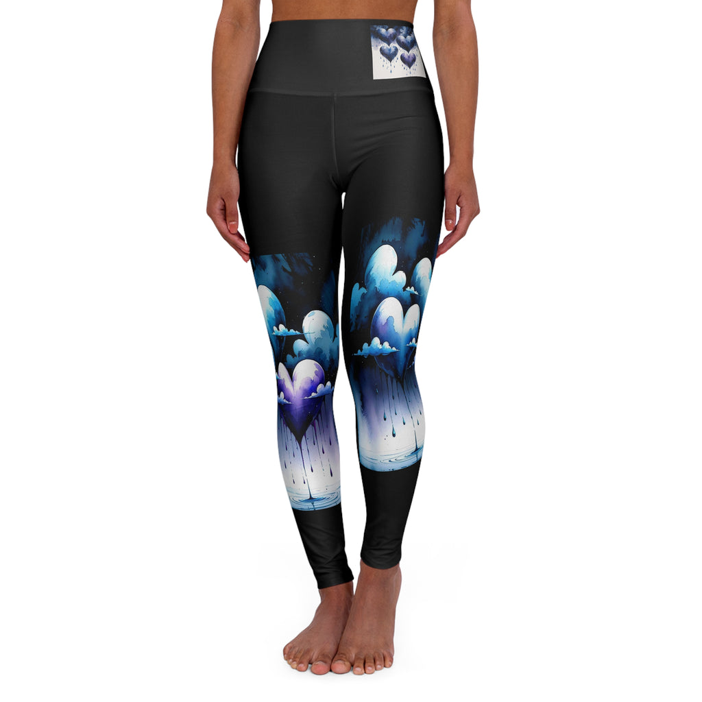 Heart Clouds Crying Love Dies High-Waist Yoga Leggings