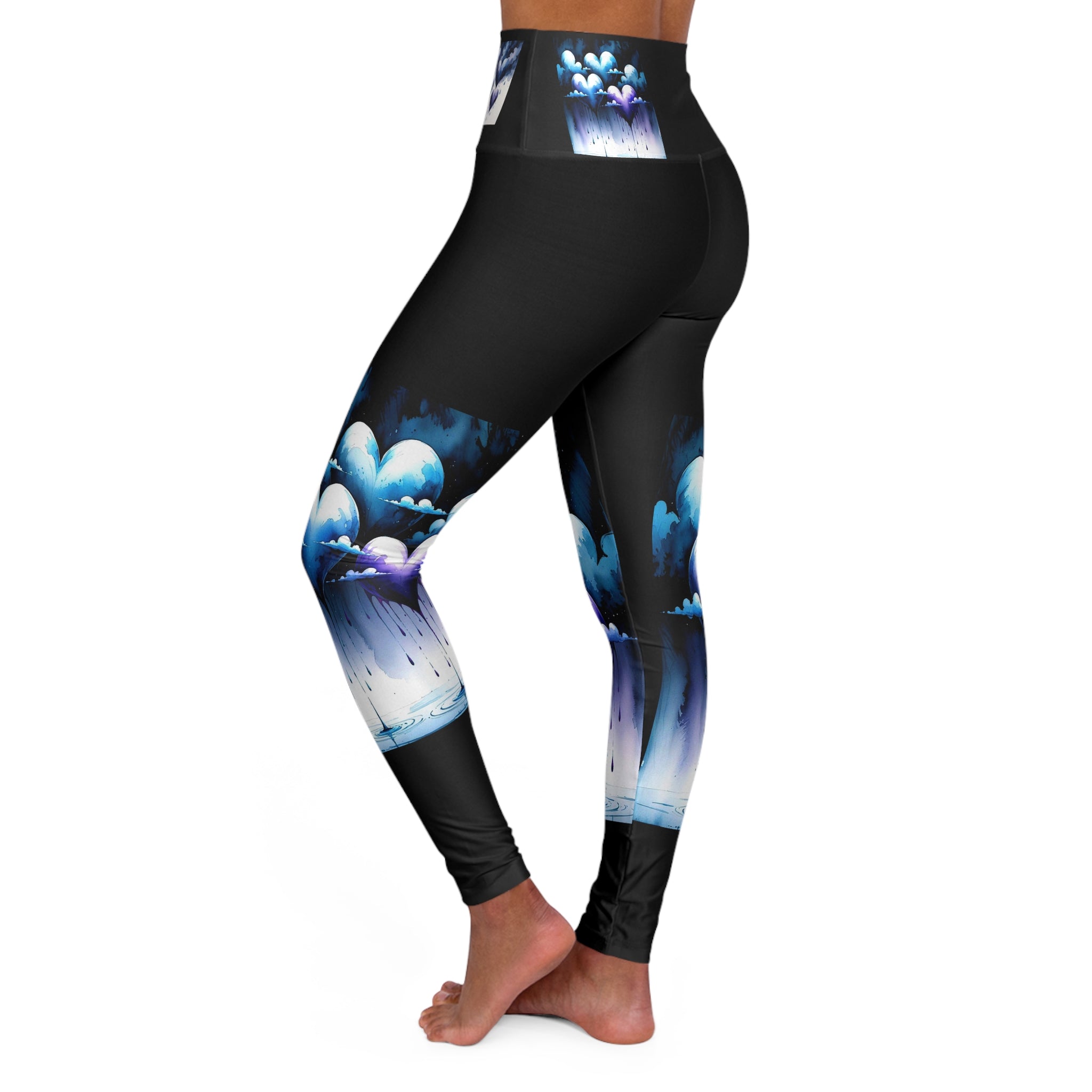 Heart Clouds Crying Love Dies High-Waist Yoga Leggings