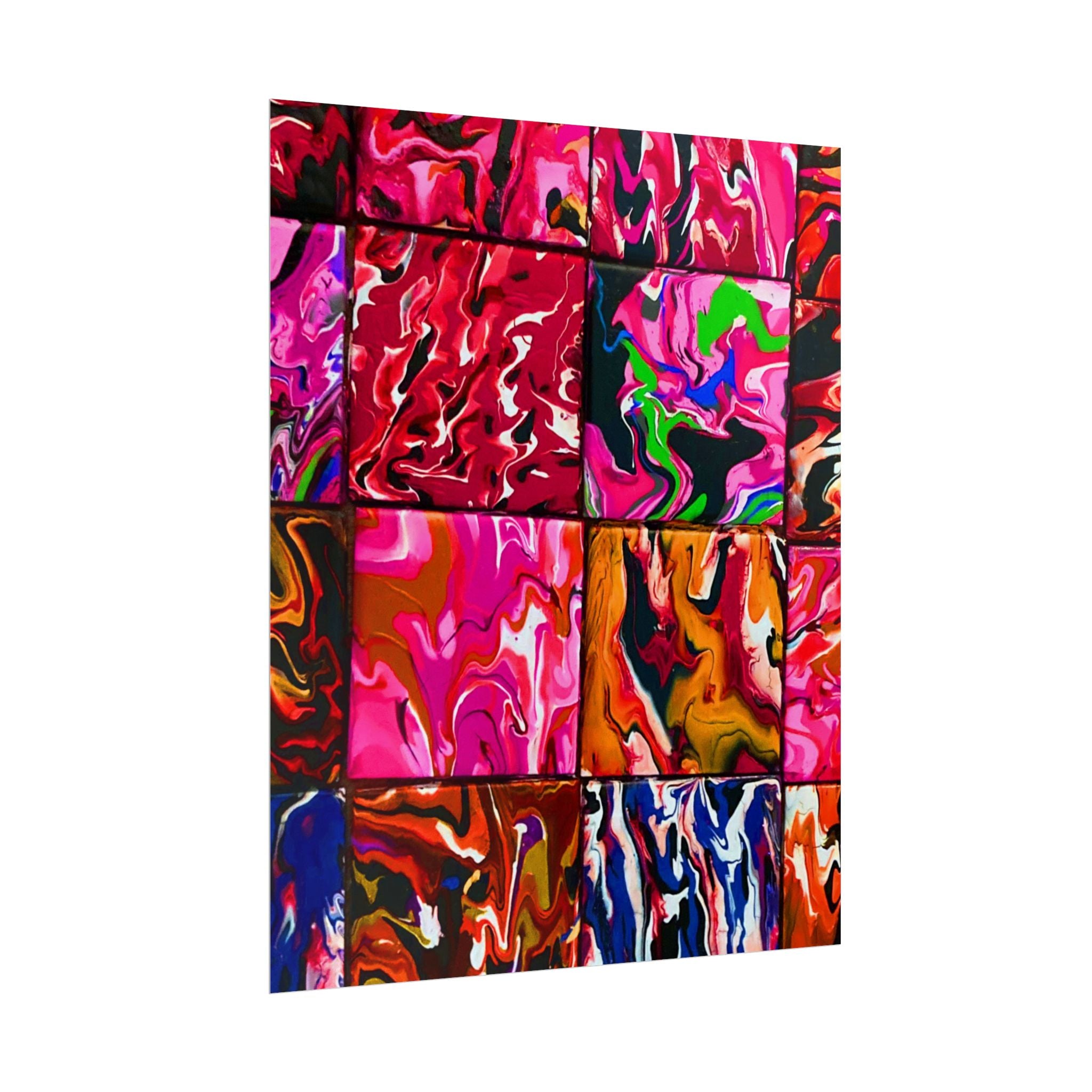 Abstract Marble Grid Rolled Poster — Vibrant Colorful Wall Art=Design by S.S,
