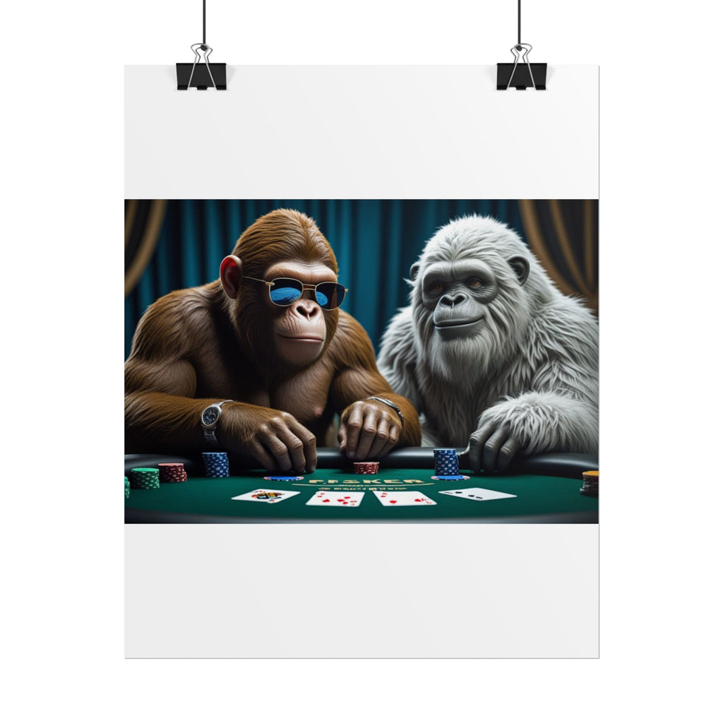 Big Foot and Yeti Playing for Keeps Rolled Poster