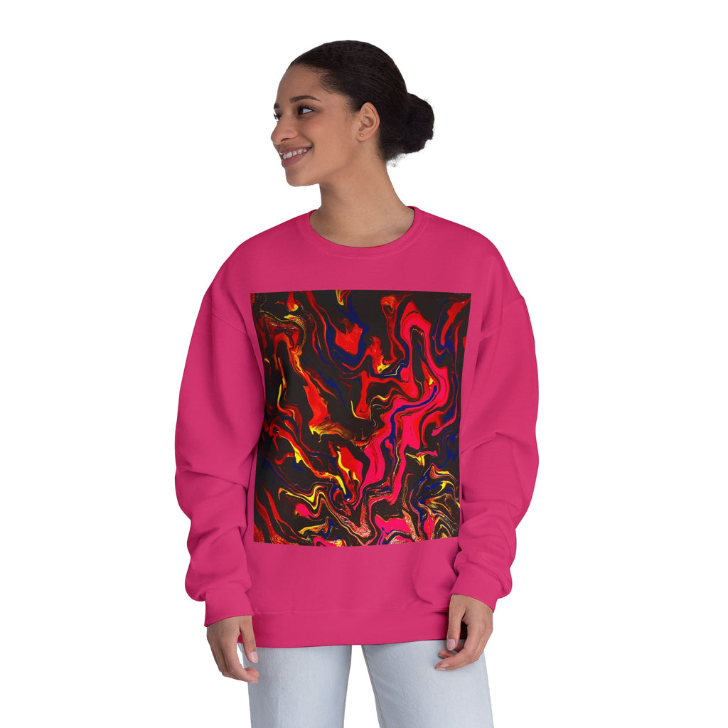Crewneck Sweatshirt — Abstract Red & Gold Swirl Art Prin.t another S,S, Original