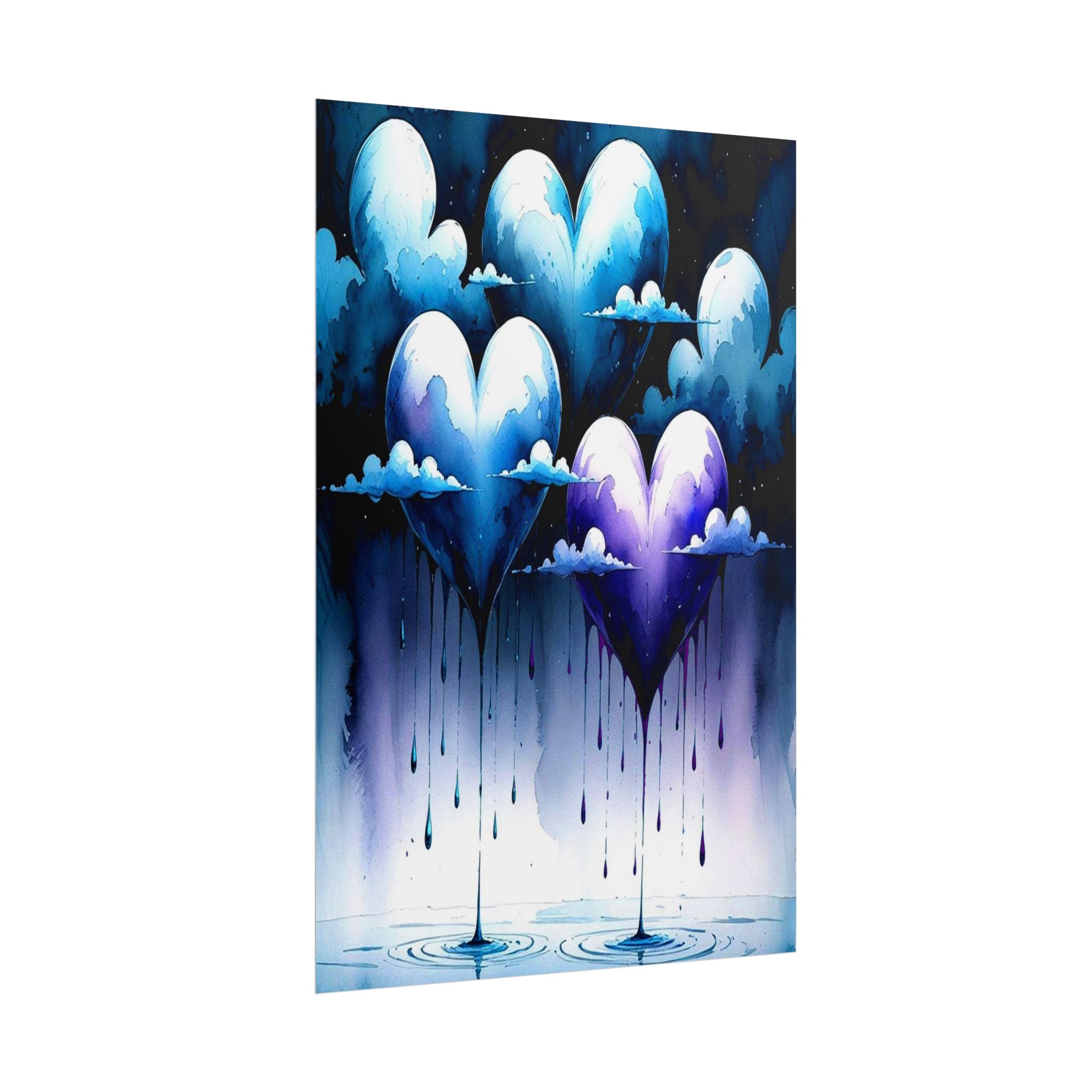 Hearts Crying "Love Dies" Rolled Poster — Moody Romantic Wall Art