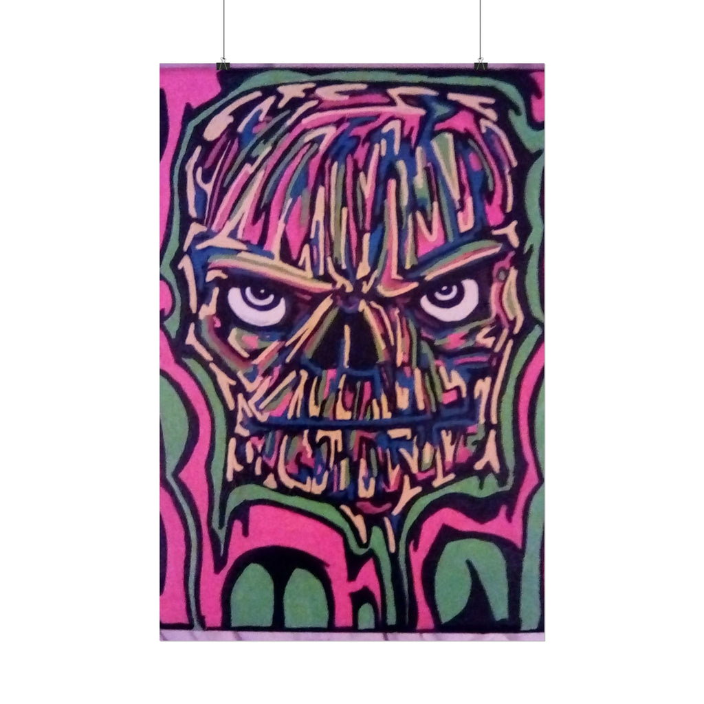 Rolled Poster — Neon Skull Street Art Print