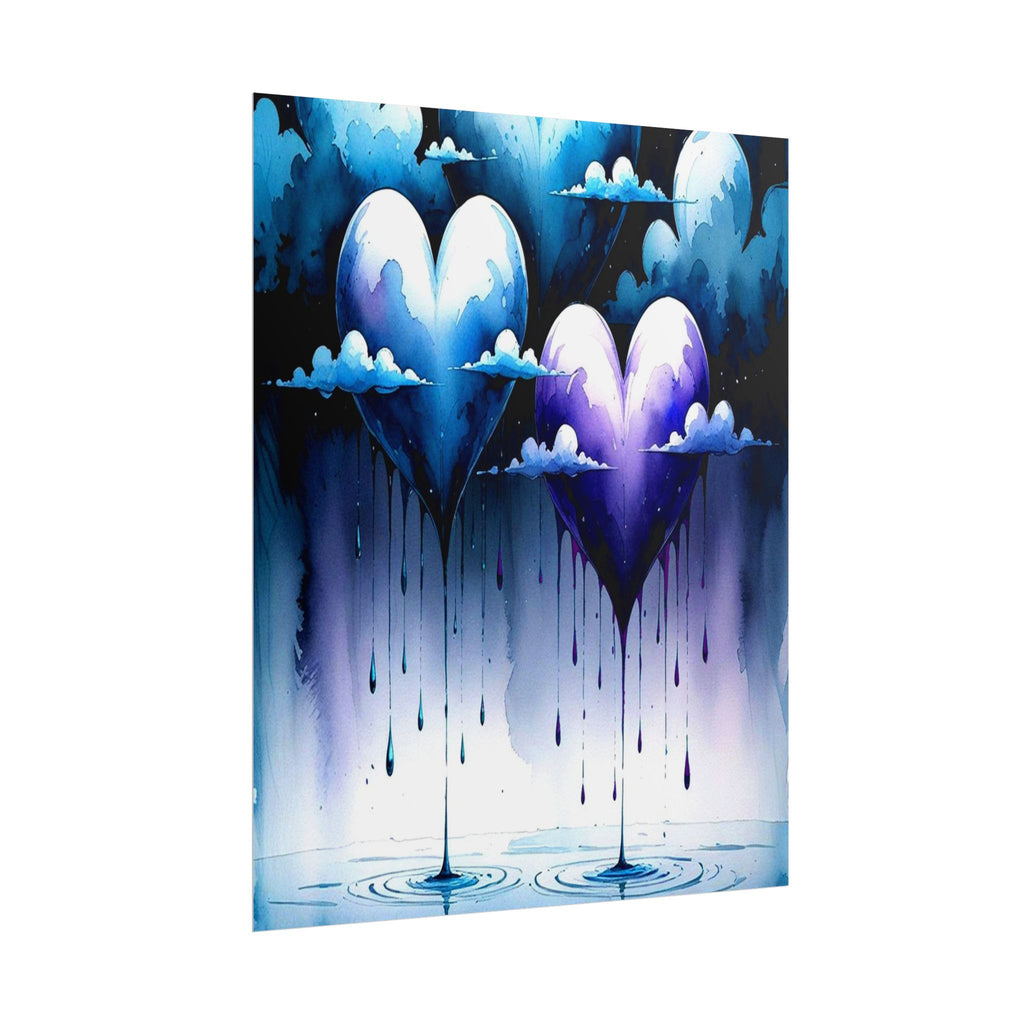 Hearts Crying "Love Dies" Rolled Poster — Moody Romantic Wall Art