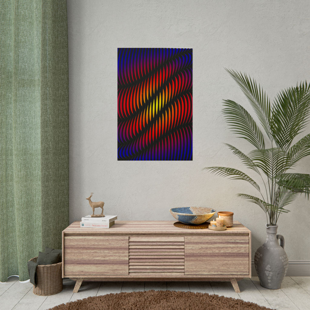 Abstract Optical Wave Poster — Psychedelic Gradient Art Print (Rolled)