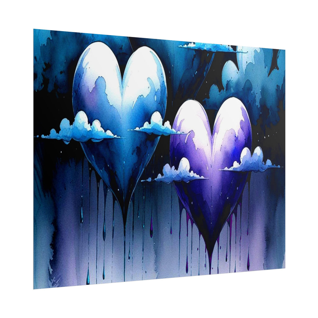 Hearts Crying "Love Dies" Rolled Poster — Moody Romantic Wall Art