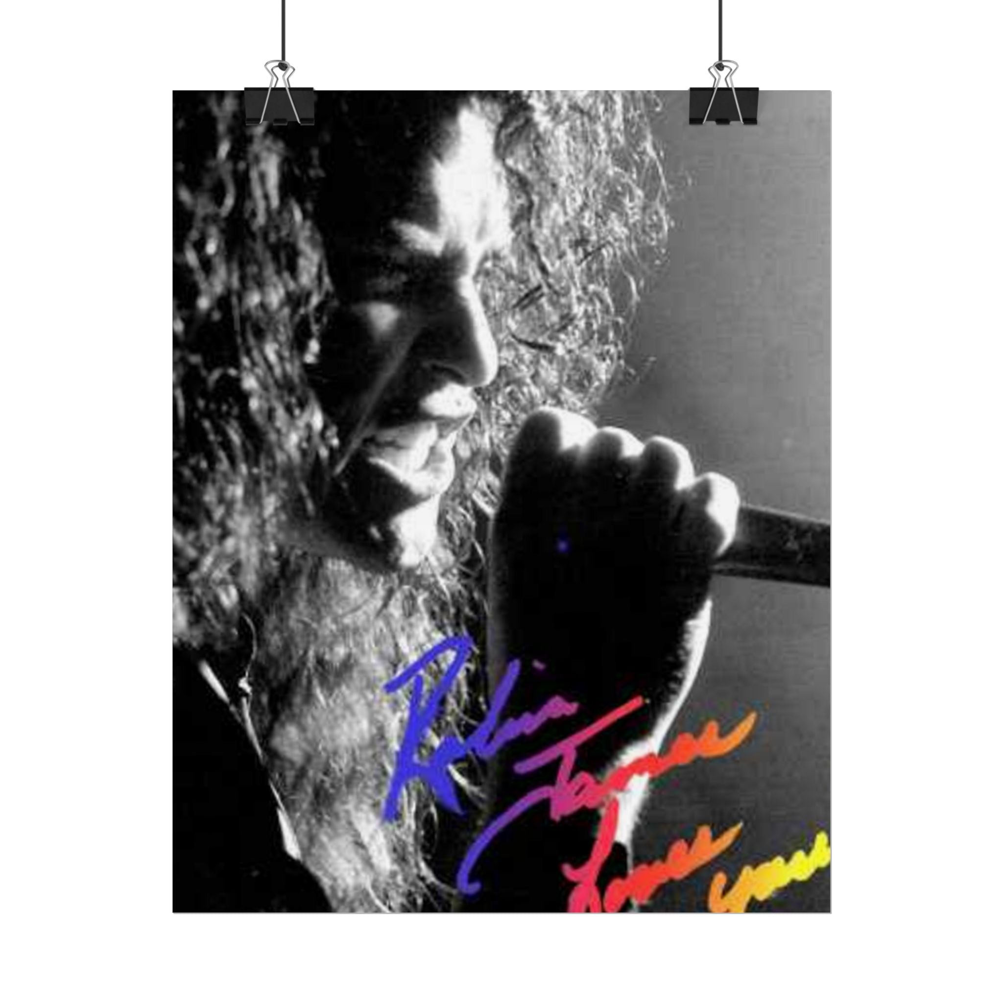 Rolled Poster — Black & White Singer Portrait with Color Script