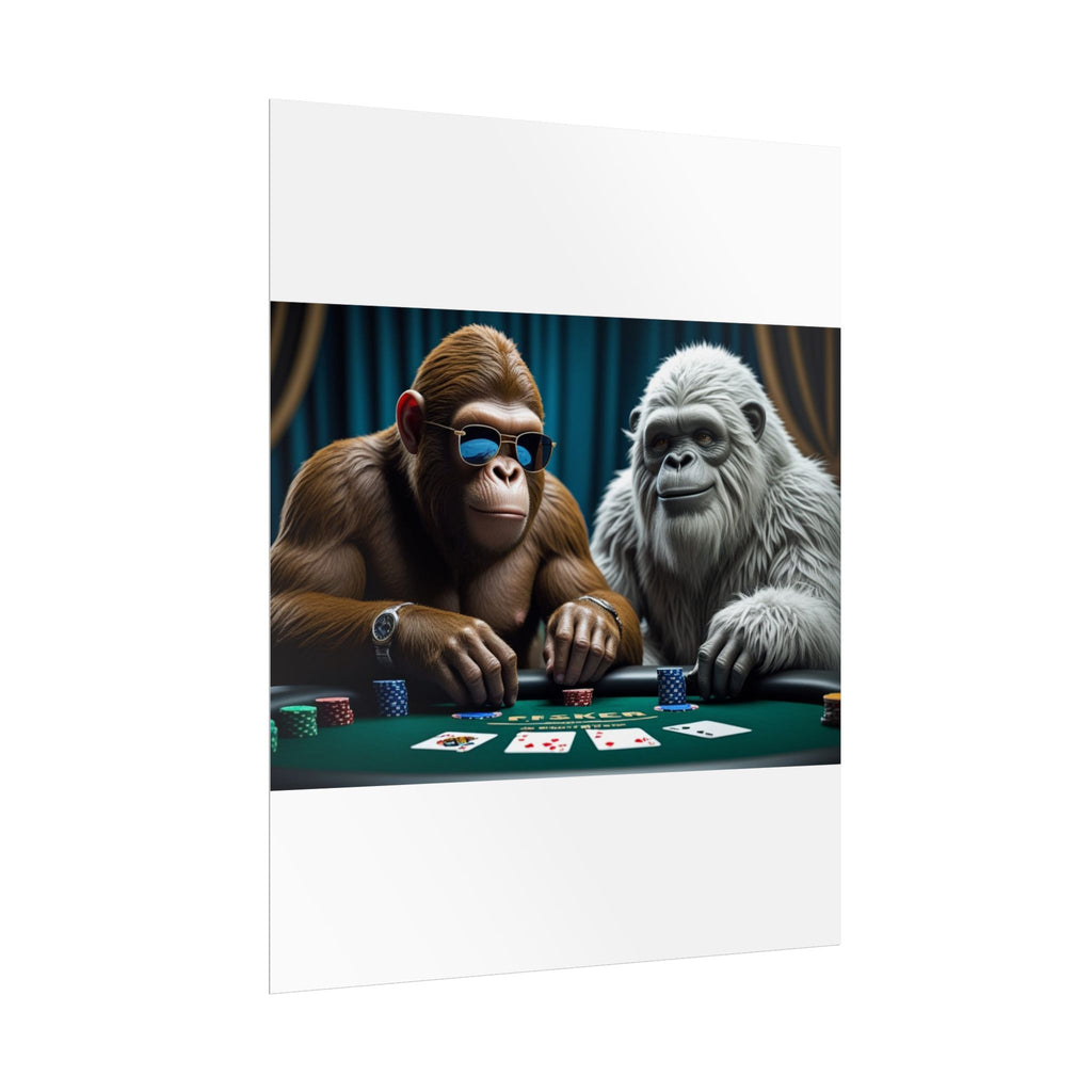 Big Foot and Yeti Playing for Keeps Rolled Poster