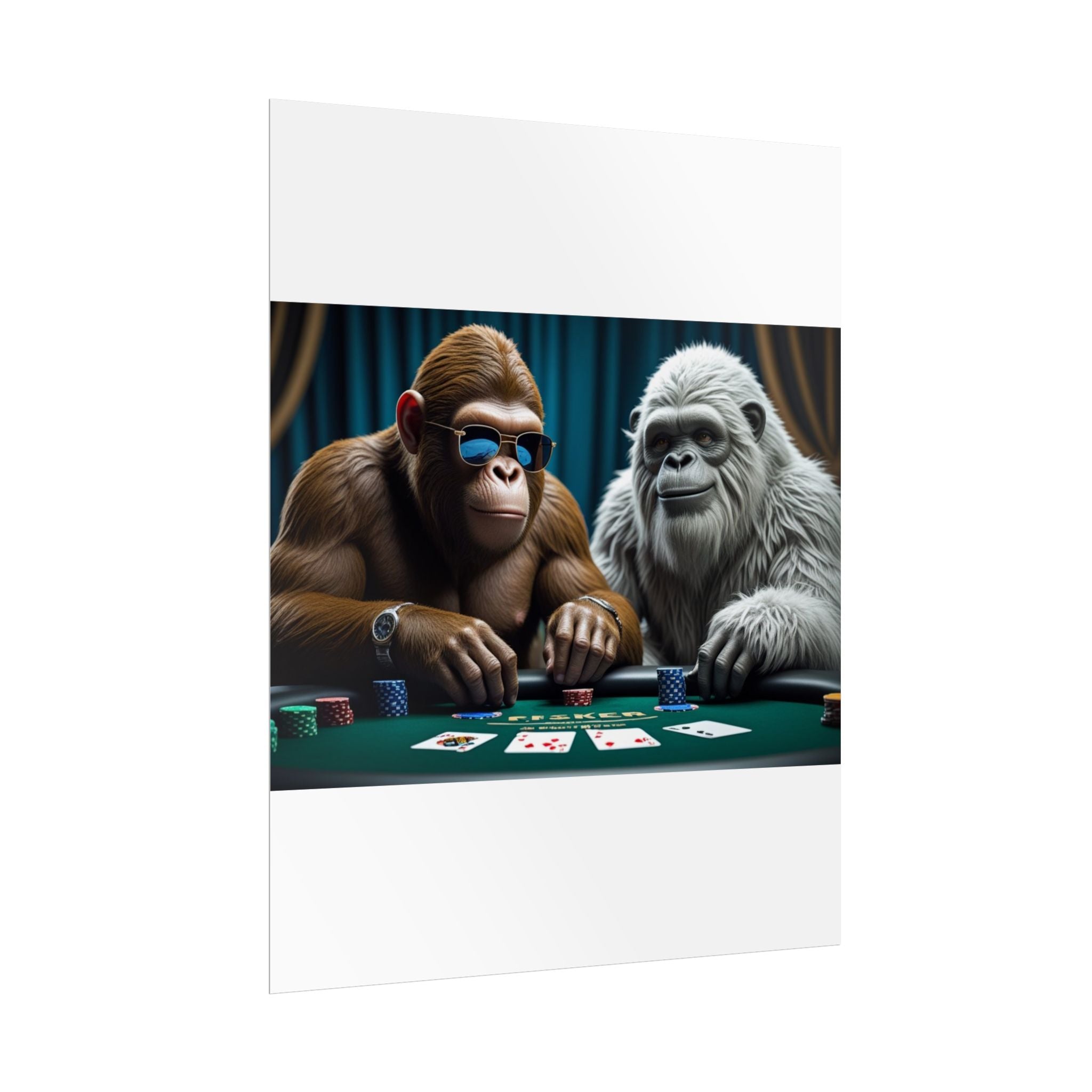 Big Foot and Yeti Playing for Keeps Rolled Poster