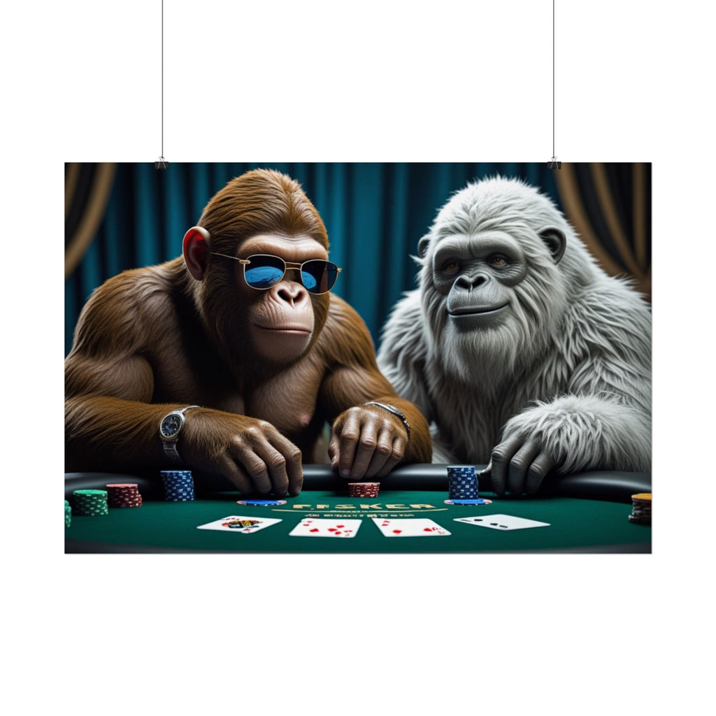 Big Foot and Yeti Playing for Keeps Rolled Poster