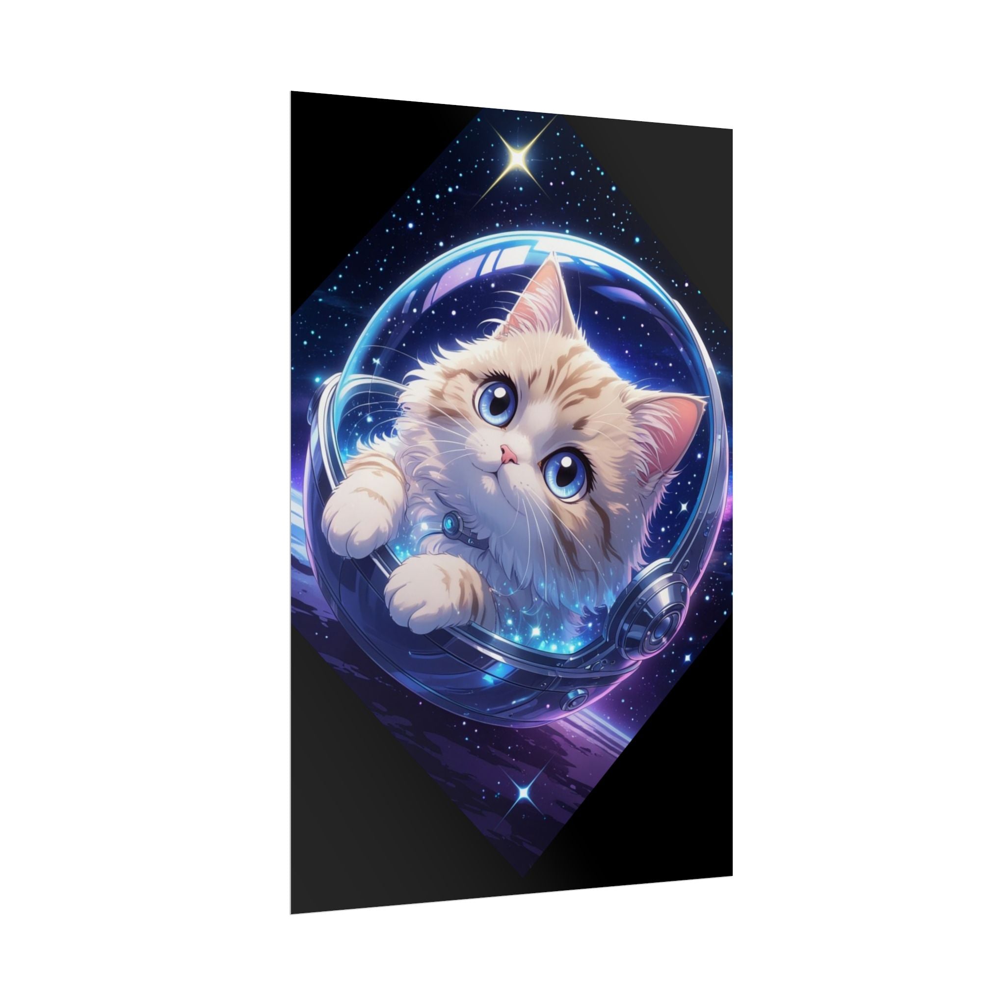 Space Kitty Poster — 'Kitty Kat in Space' Cute Astronaut Cat Wall Art