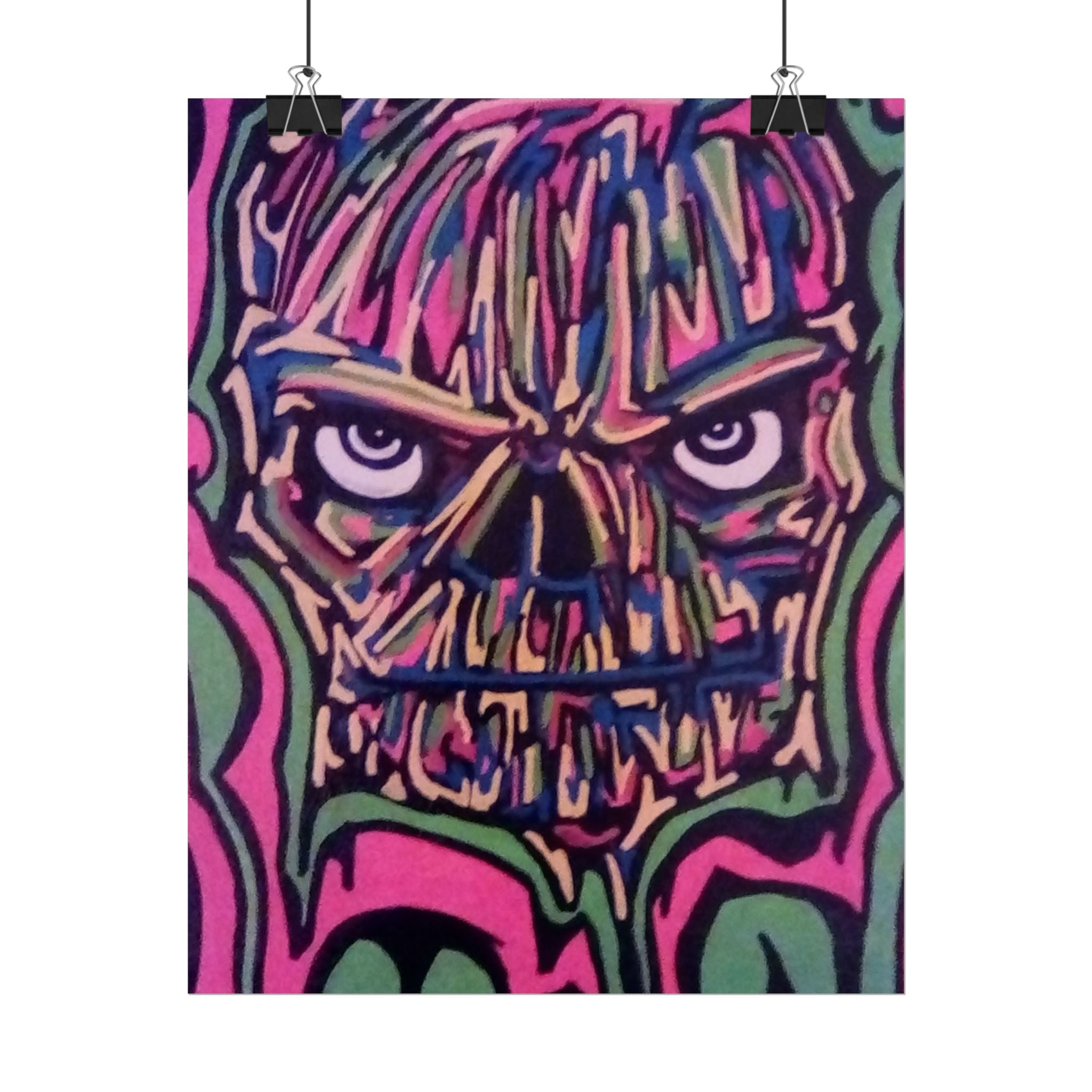 Rolled Poster — Neon Skull Street Art Print