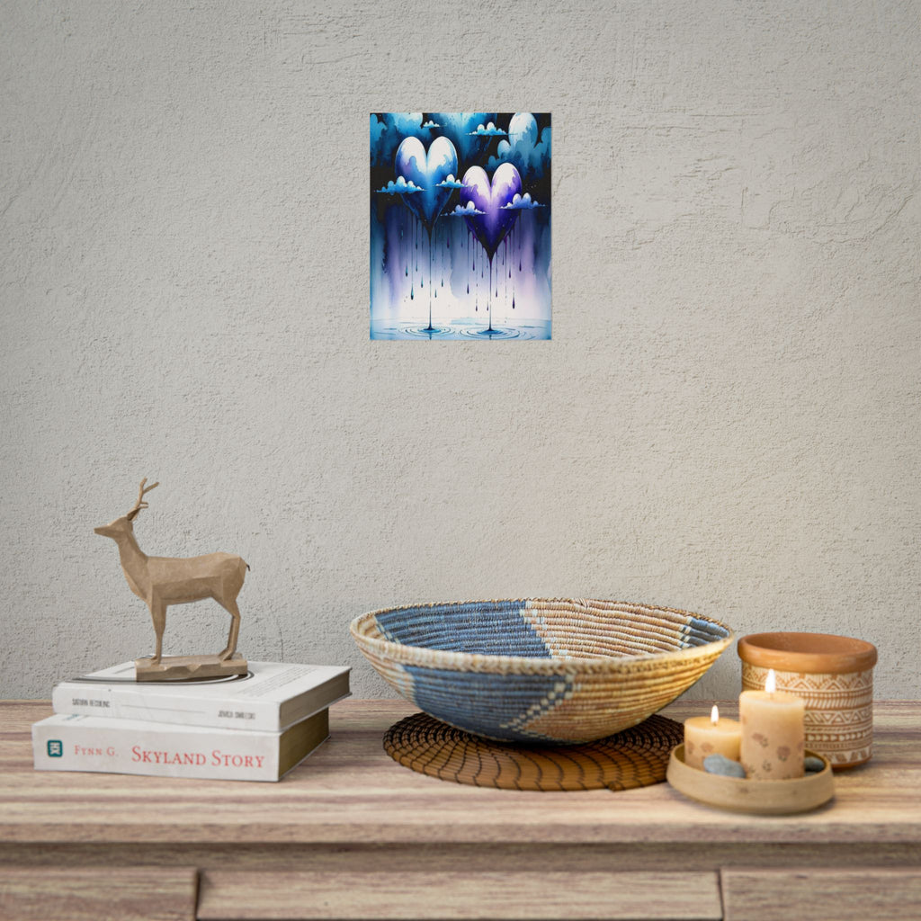 Hearts Crying "Love Dies" Rolled Poster — Moody Romantic Wall Art