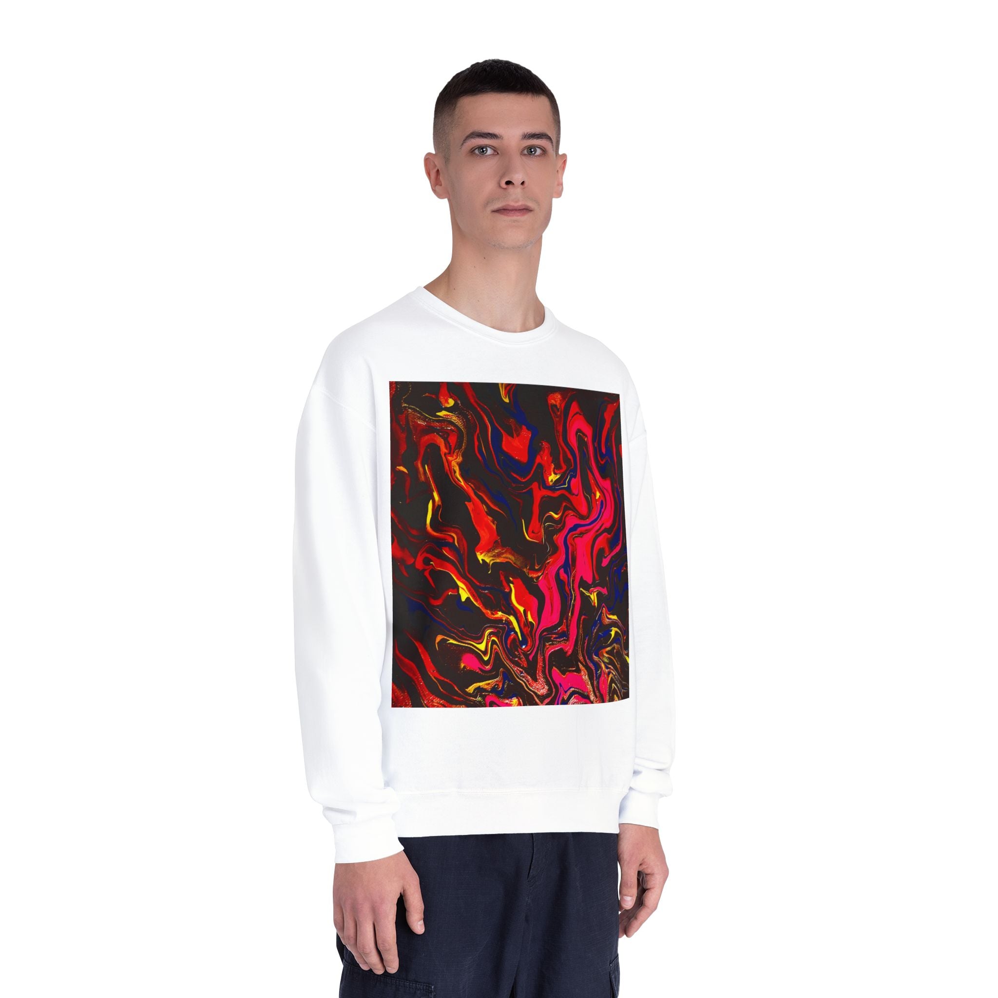 Crewneck Sweatshirt — Abstract Red & Gold Swirl Art Prin.t another S,S, Original